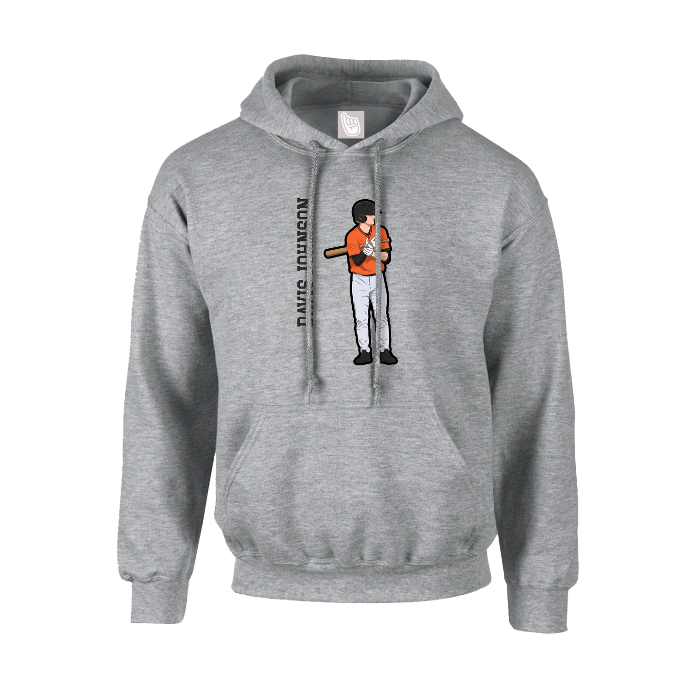 Youth Hoodie — Name Vertical in Grey