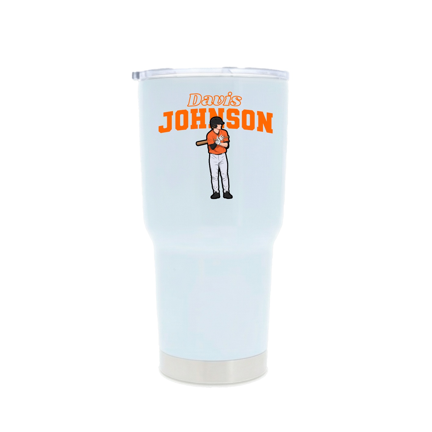 30oz Stainless Steel Tumbler — Name Arch in White