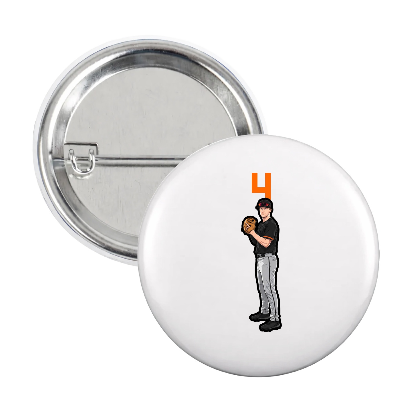 Game Day Button — Number Top in White
