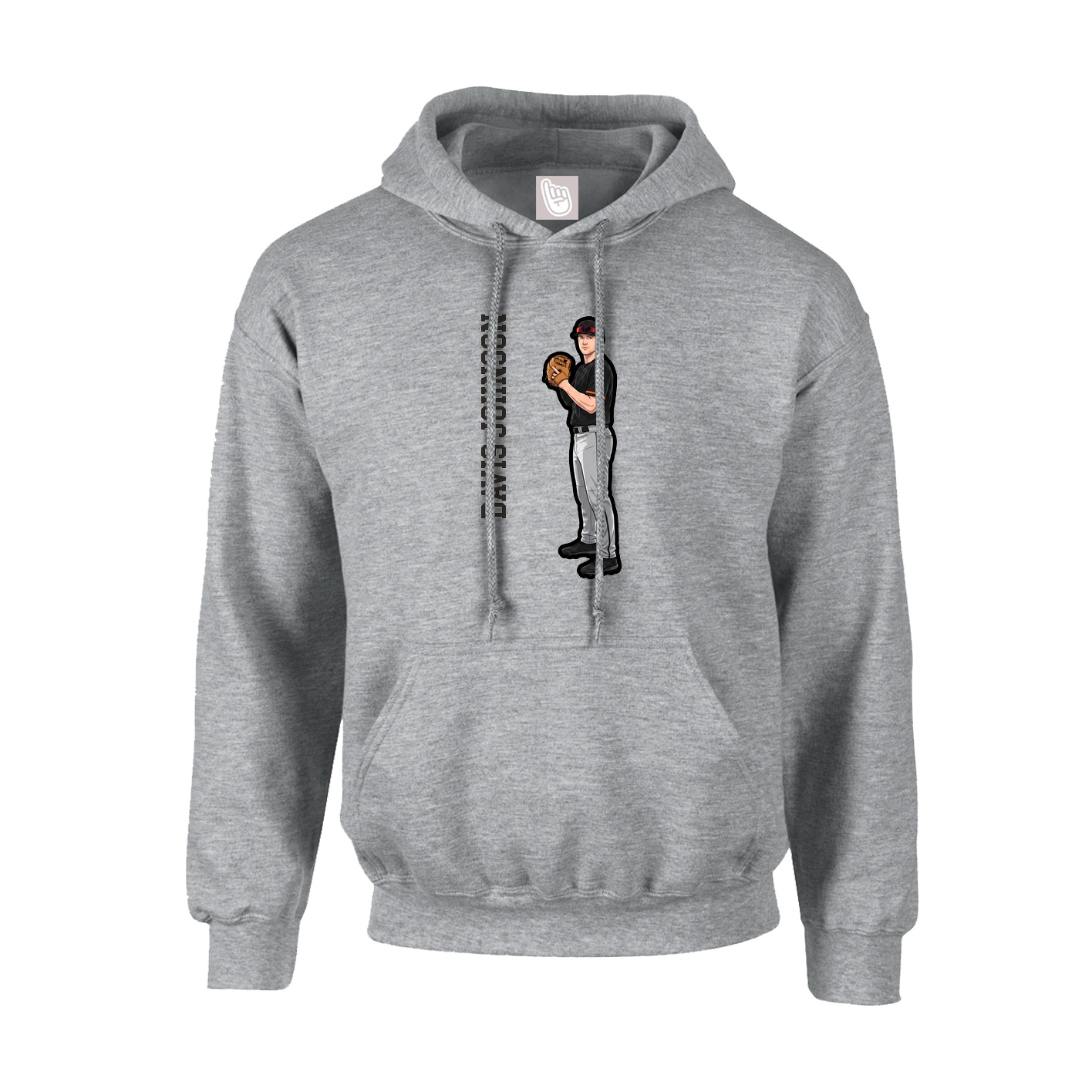 Hoodie — Name Vertical in Grey