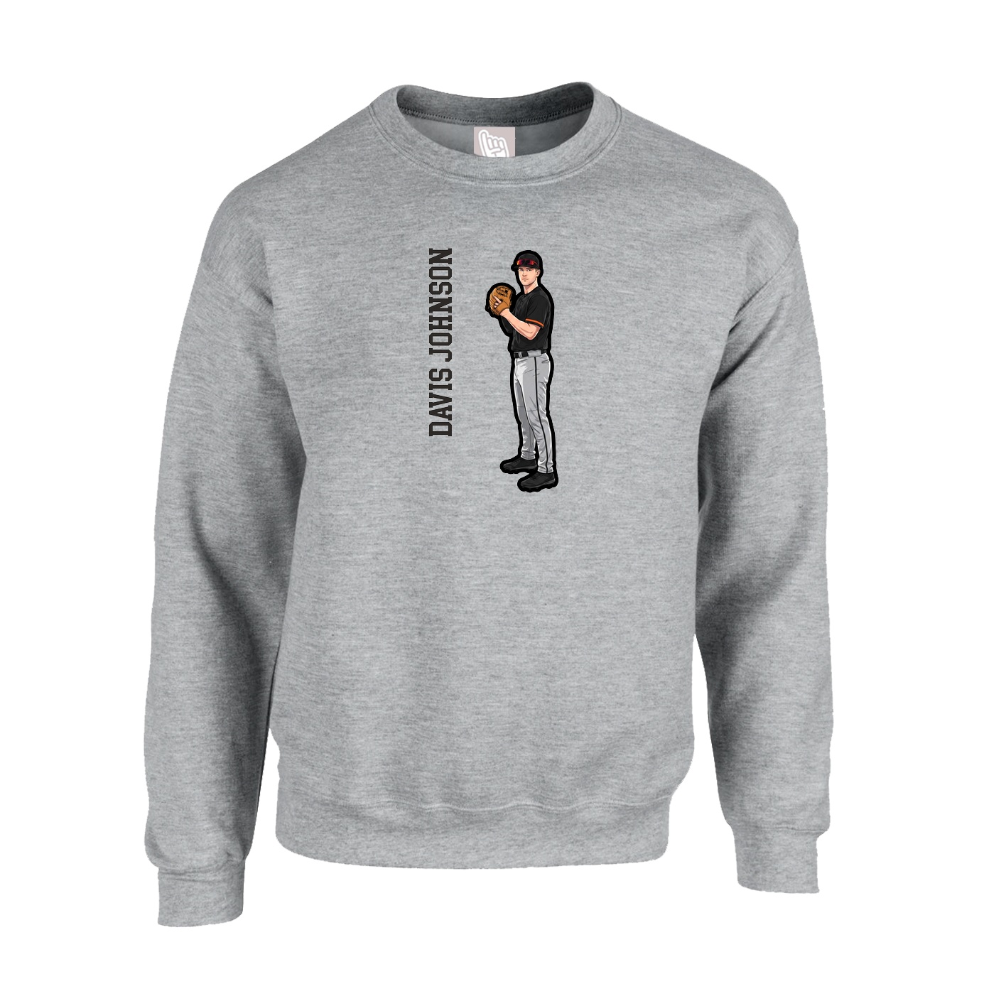 Fleece Crew — Name Vertical in Grey
