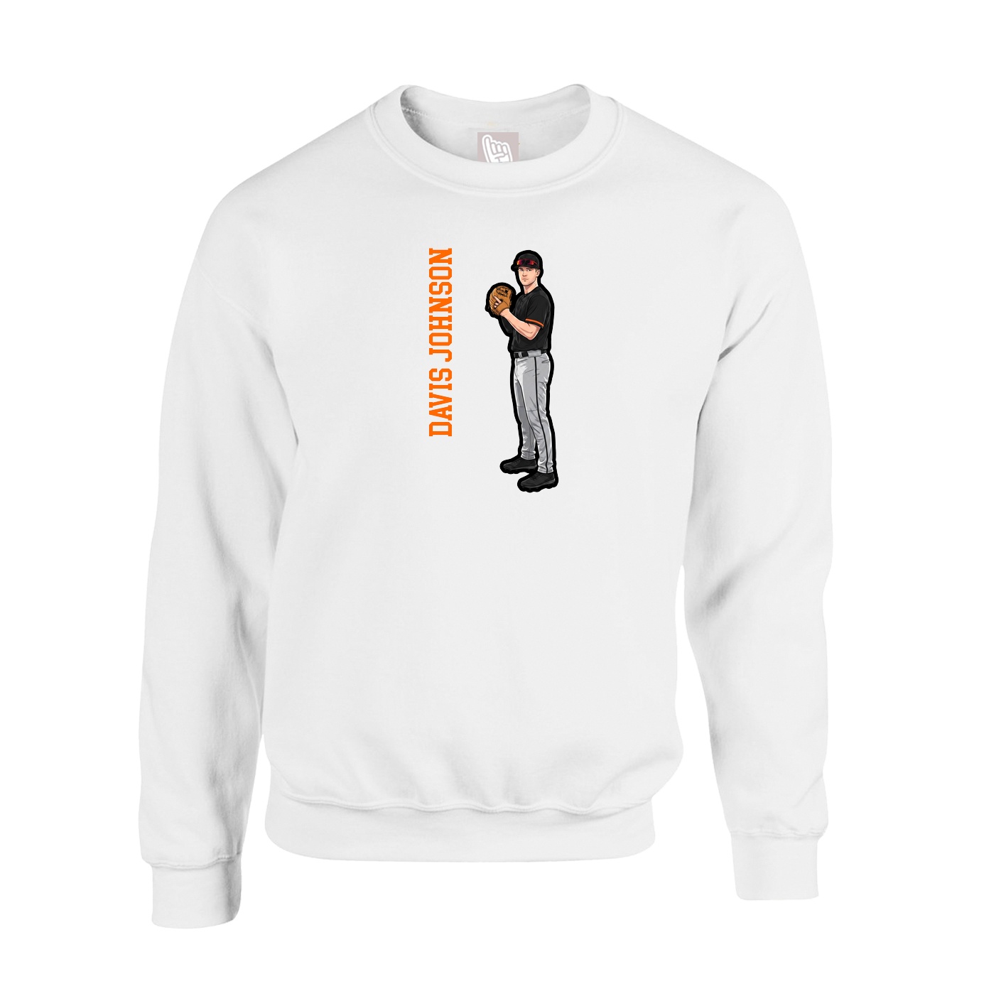 Fleece Crew — Name Vertical in White