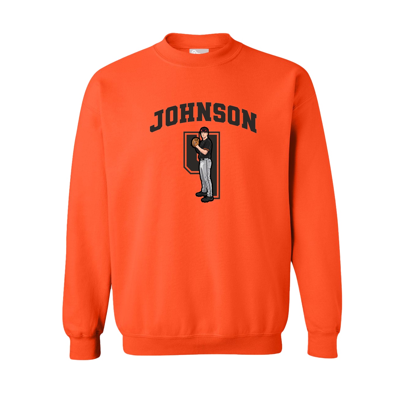 Fleece Crew — Number in Orange