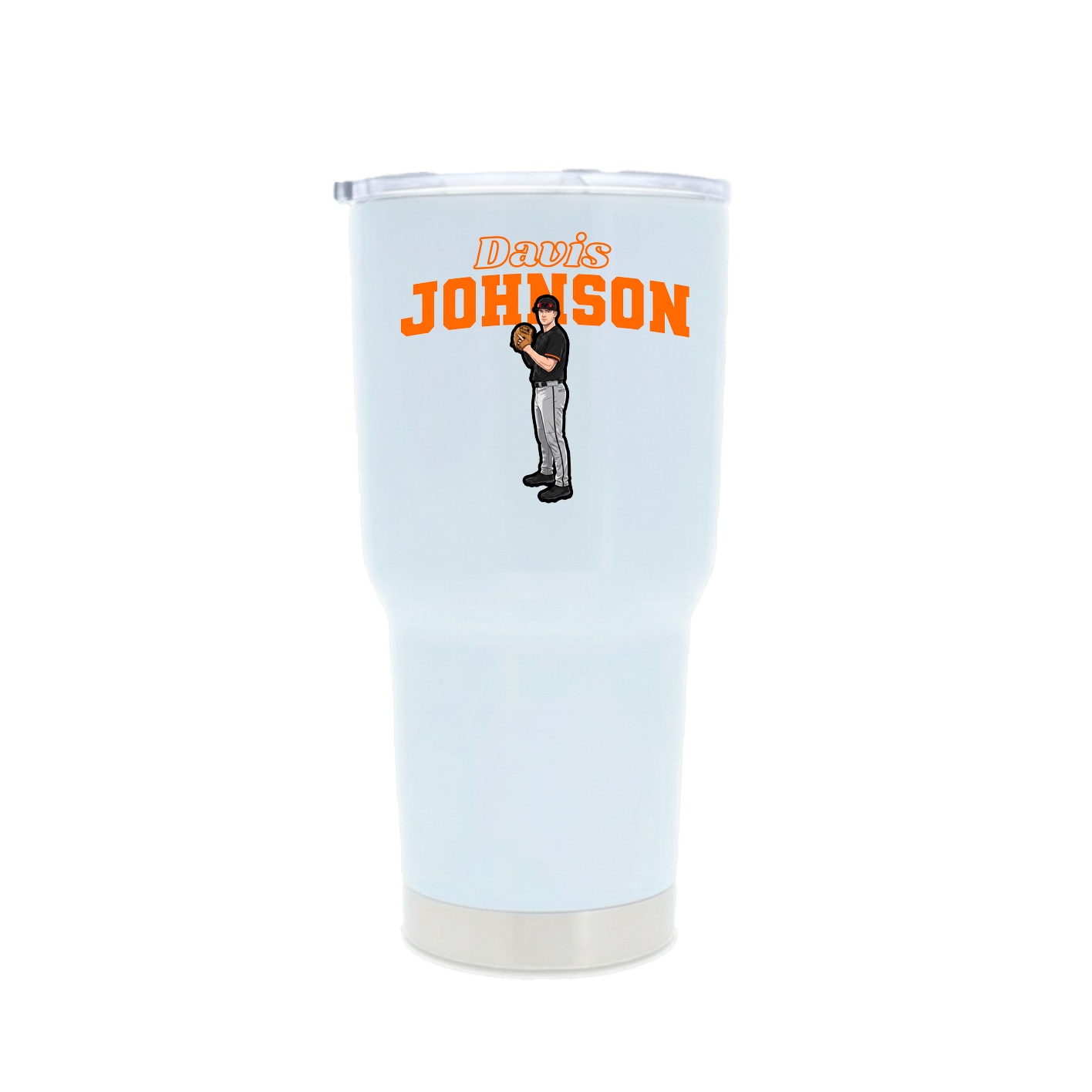 30oz Stainless Steel Tumbler — Name Arch in White