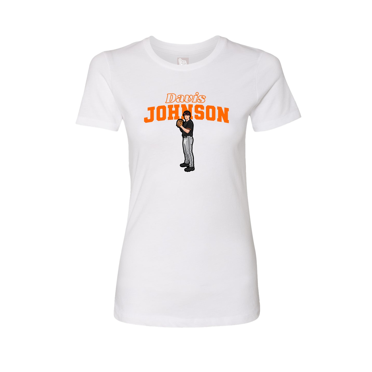 Womens Tee — Name Arch in White