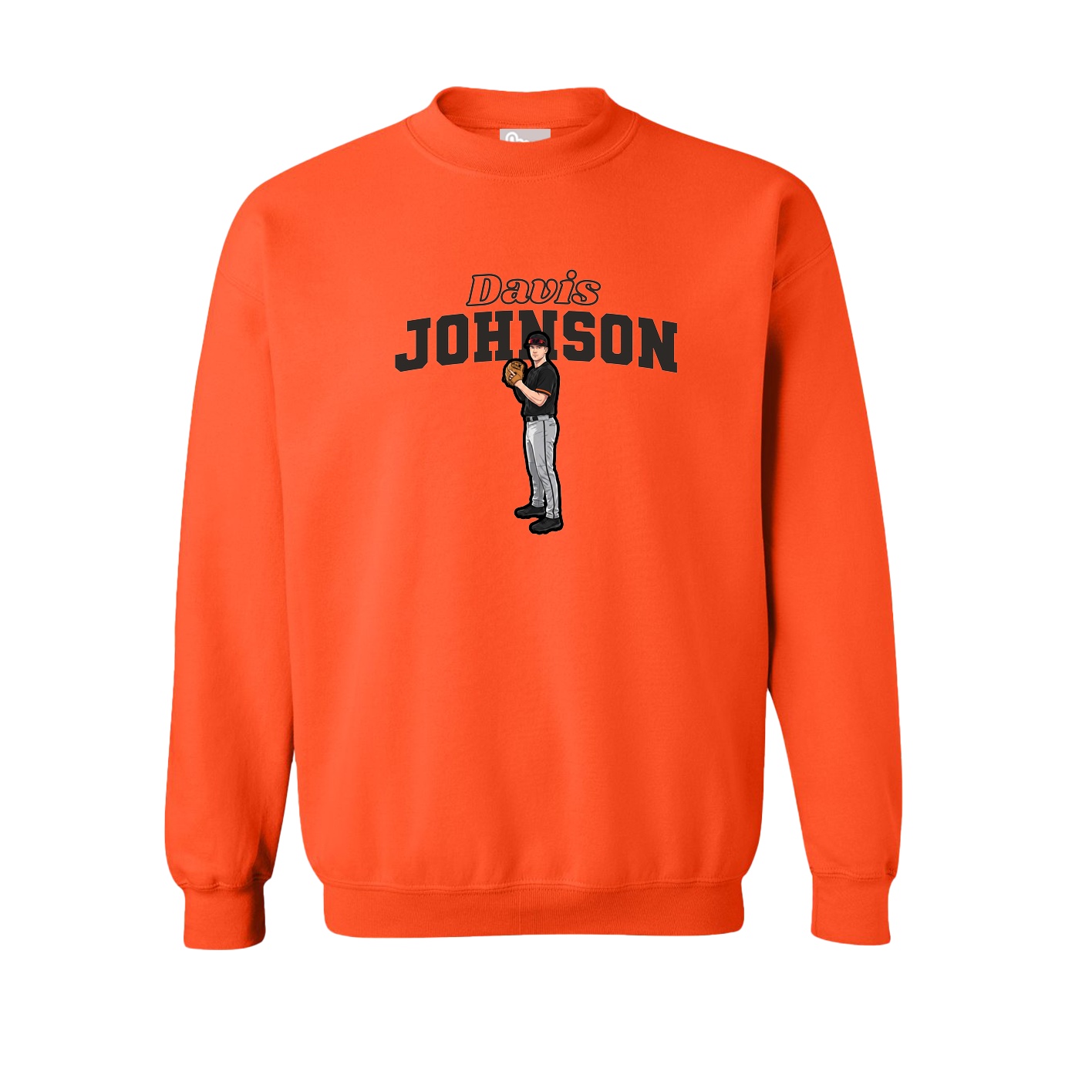 Fleece Crew — Name Arch in Orange