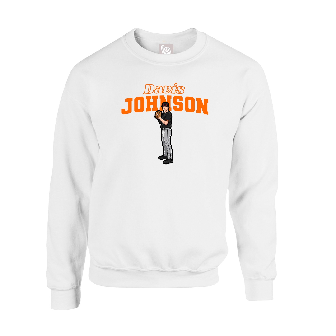 Fleece Crew — Name Arch in White