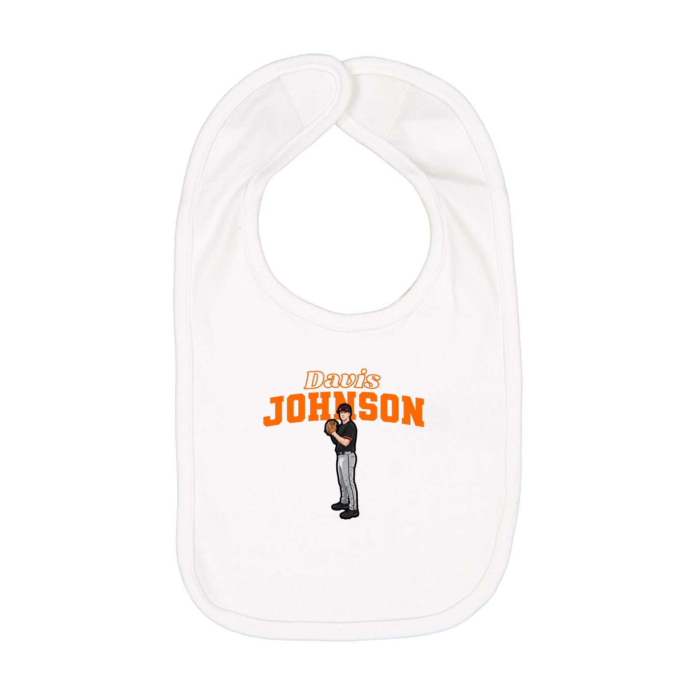 Infant Bib — Name Arch in White