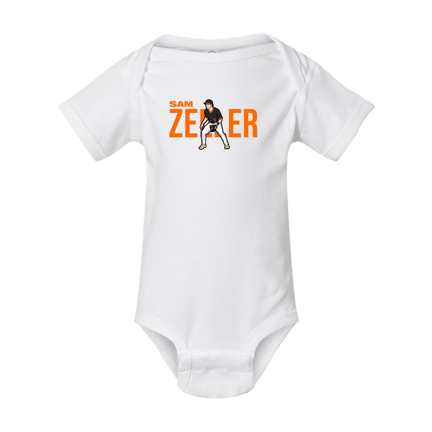 Baby Onesie — Player Name in White