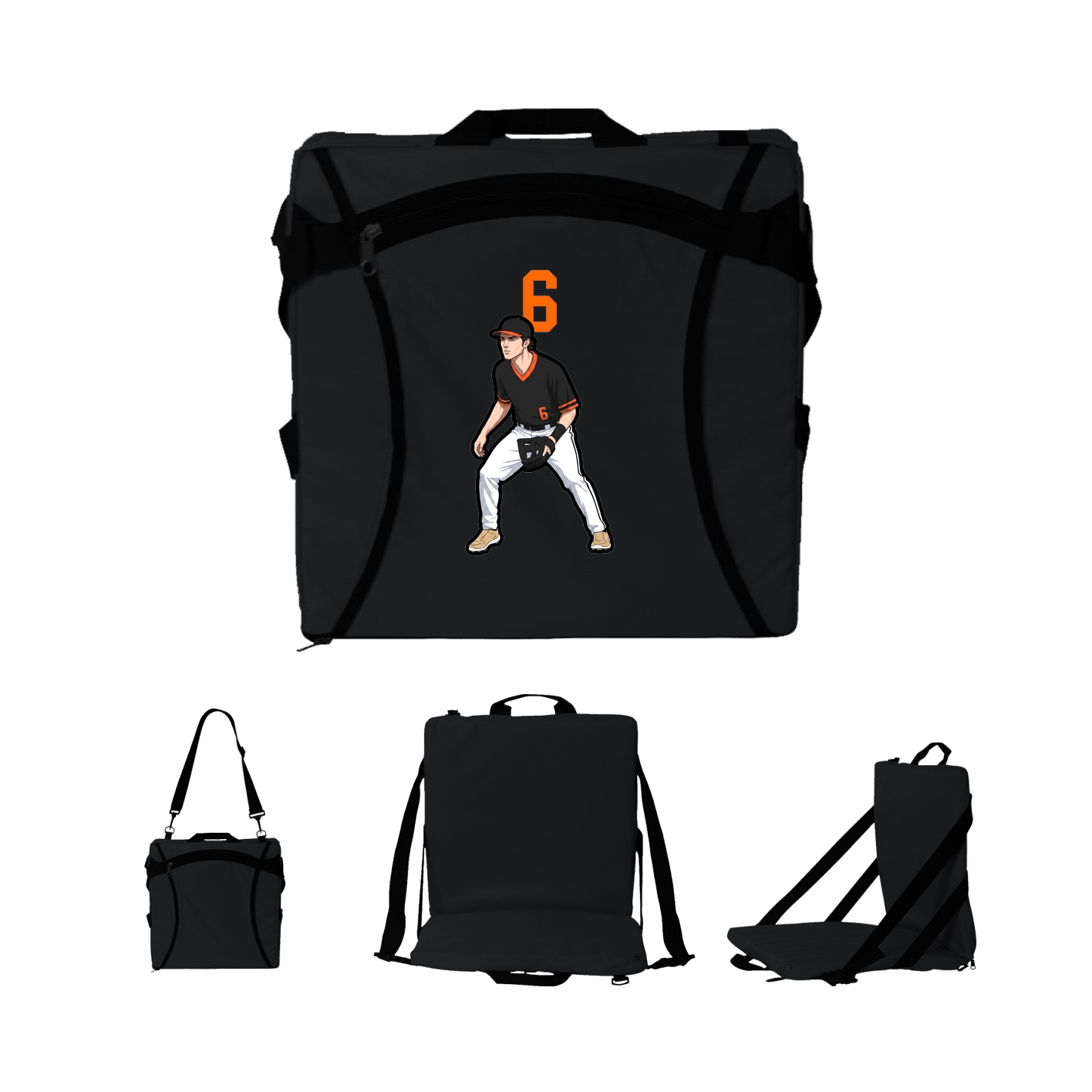 Folding Stadium Seat — Number Top in Black