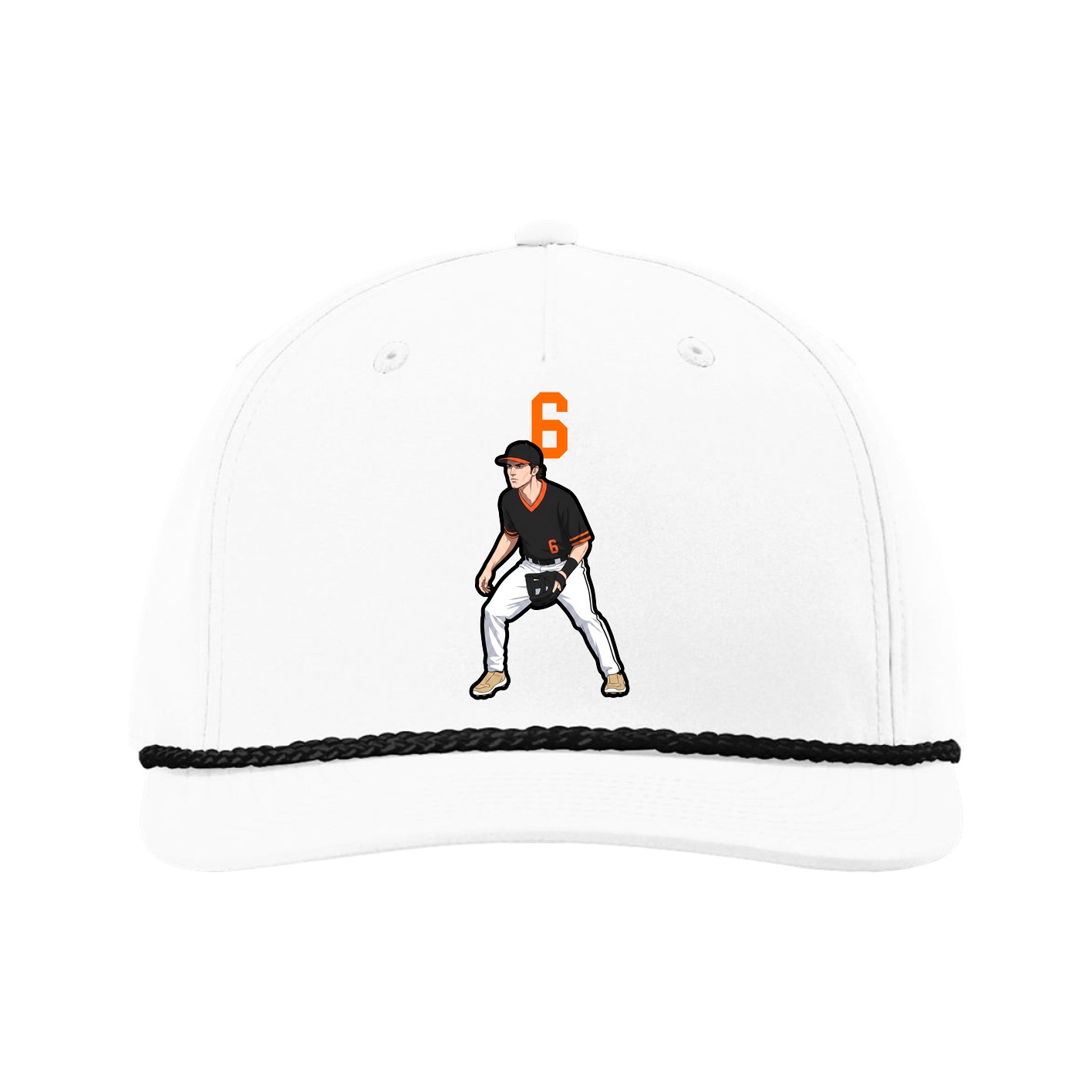 Five-Panel Classic Rope Cap — Number Top in White