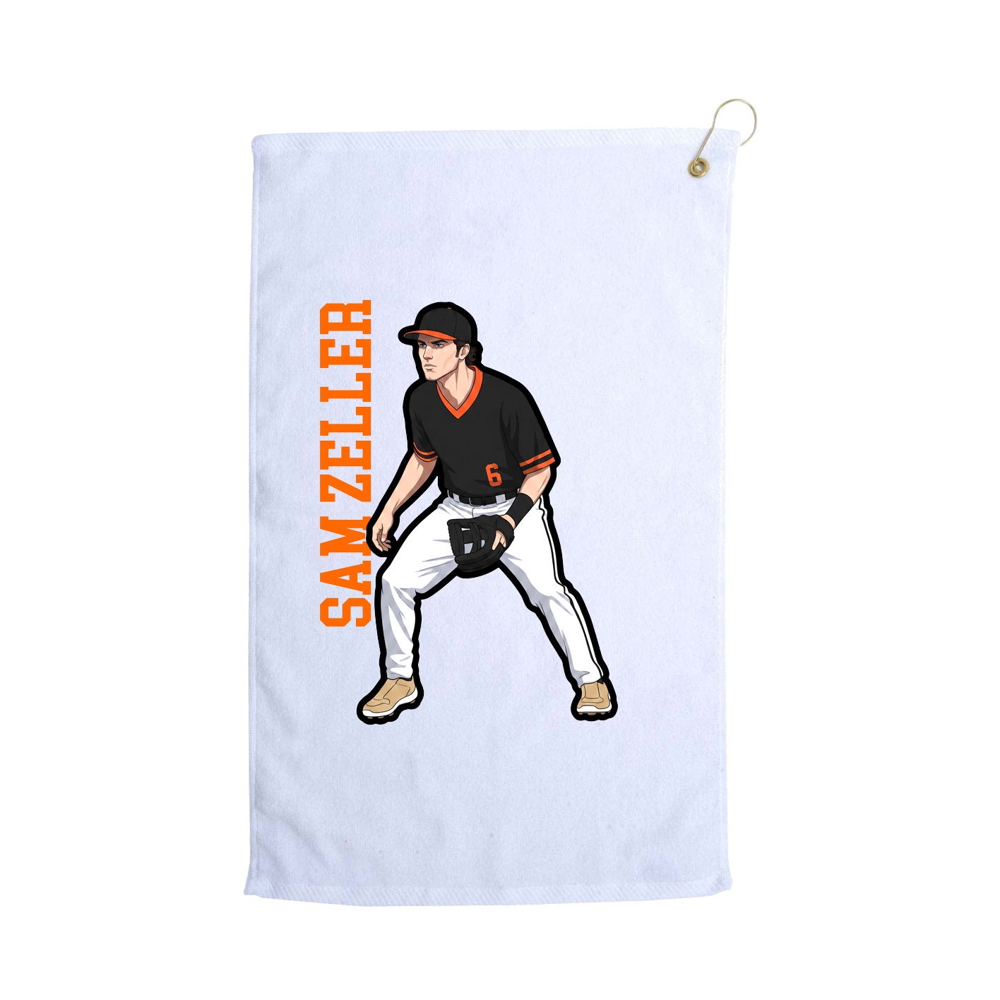 Golf Towel — Name Vertical in White
