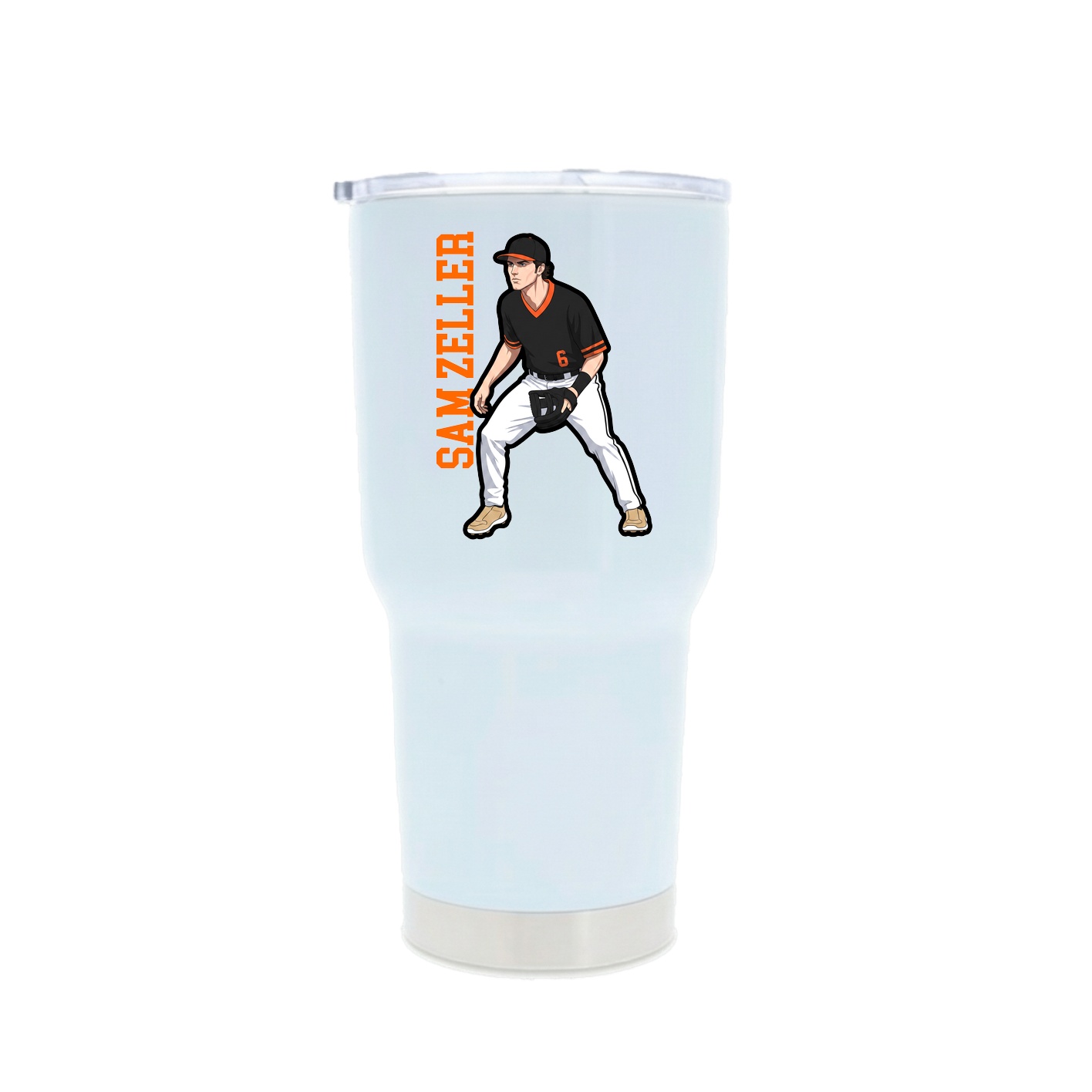 30oz Stainless Steel Tumbler — Name Vertical in White