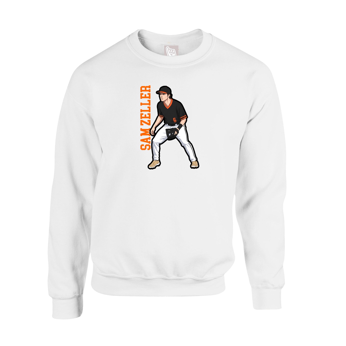 Fleece Crew — Name Vertical in White