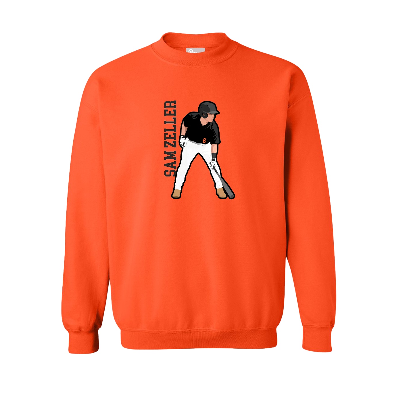 Fleece Crew — Name Vertical in Orange