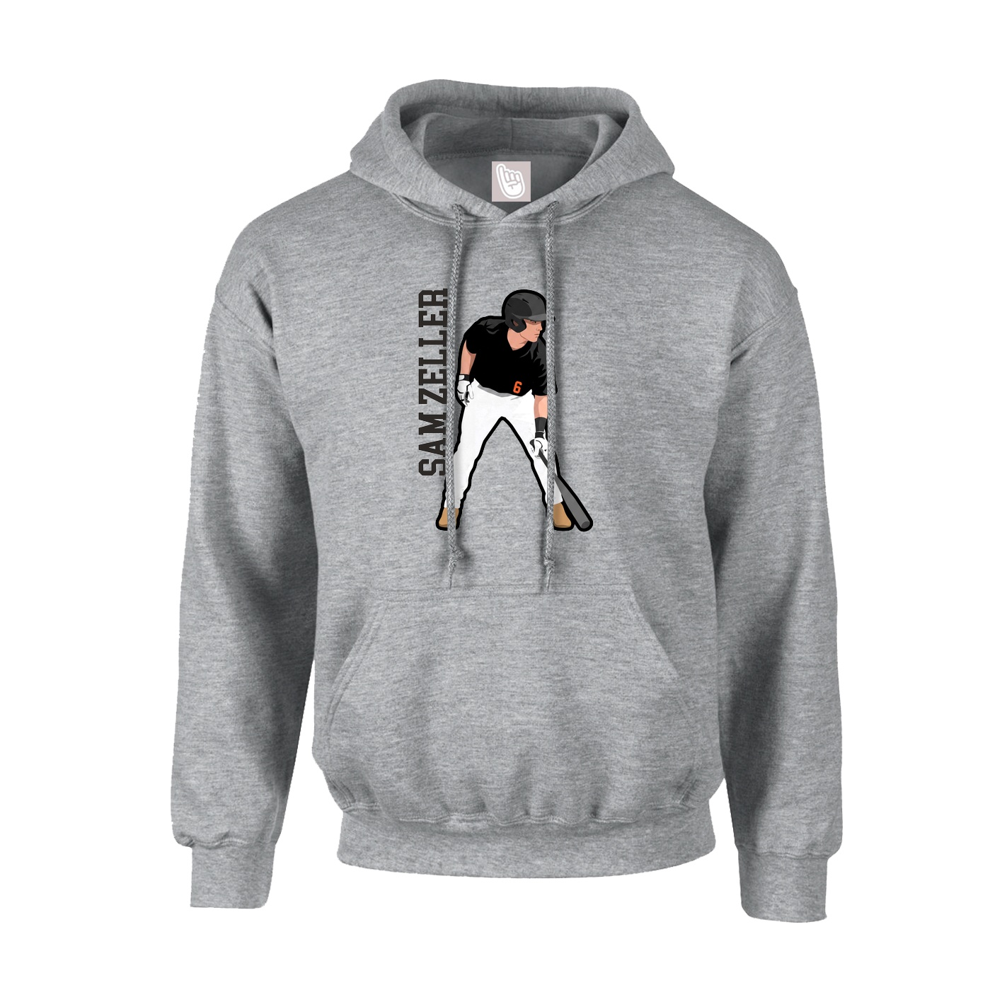 Youth Hoodie — Name Vertical in Grey