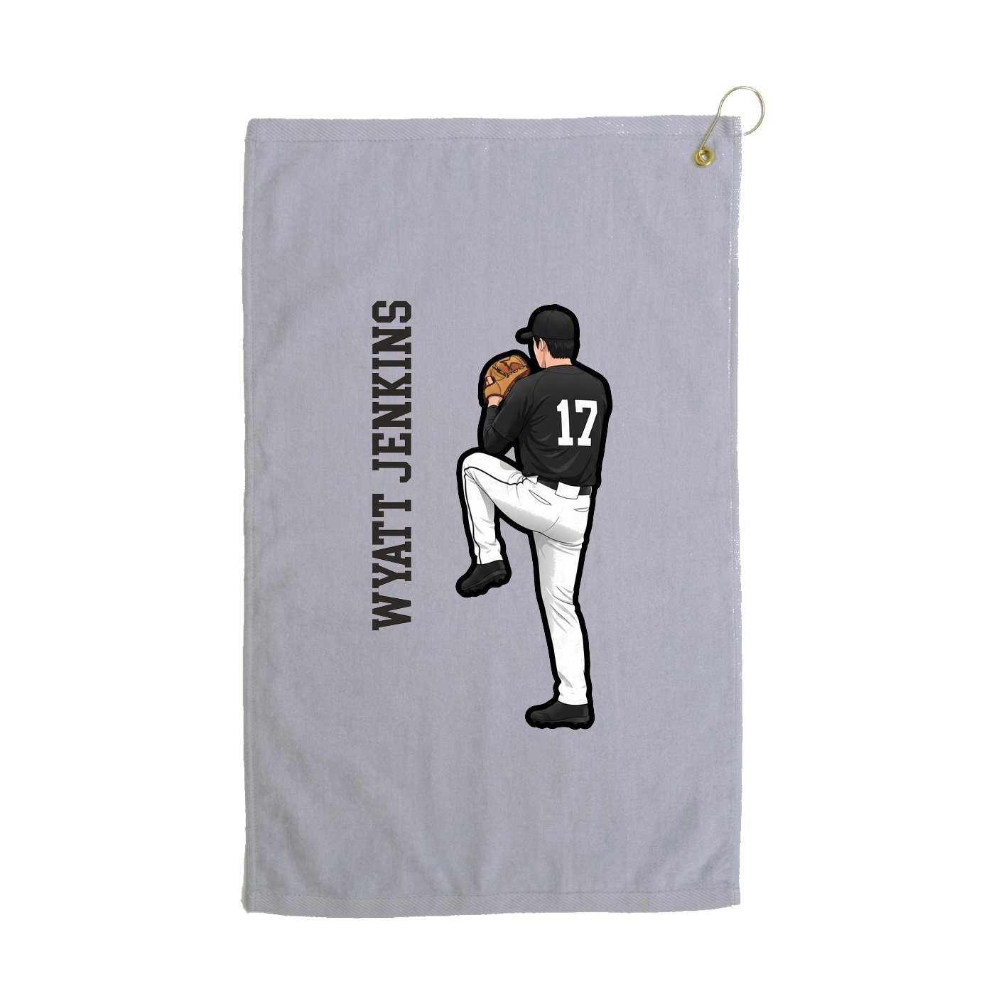Golf Towel — Name Vertical in Grey