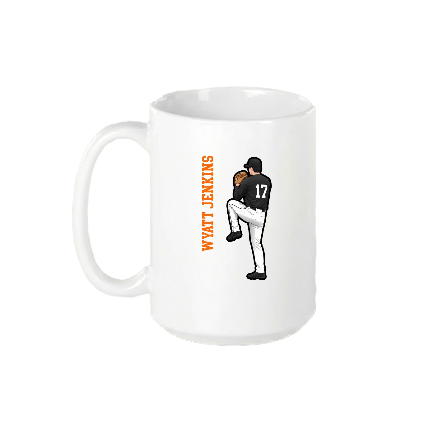 15oz Coffee Mug — Name Vertical in White