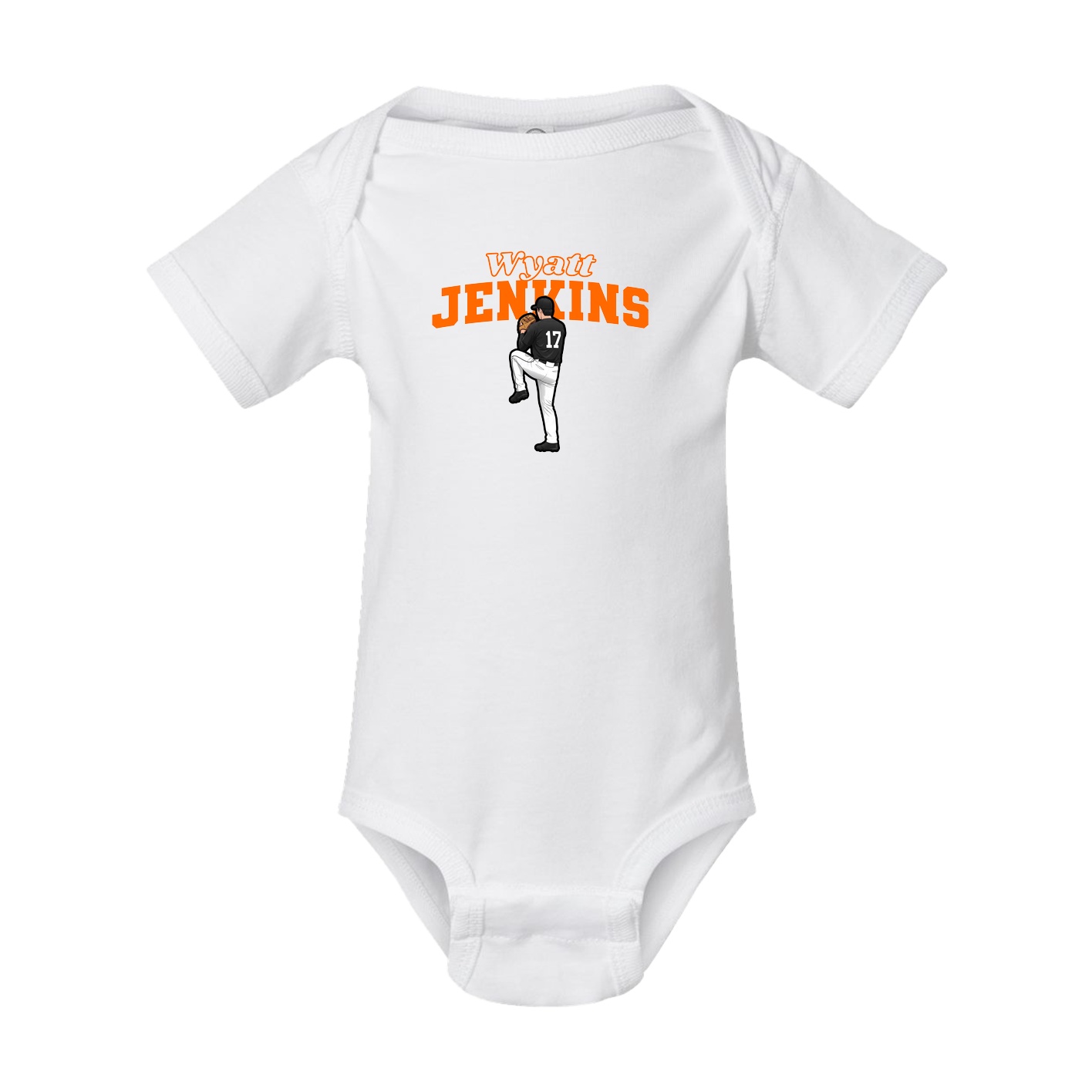 Baby Onesie — Name Arch in White