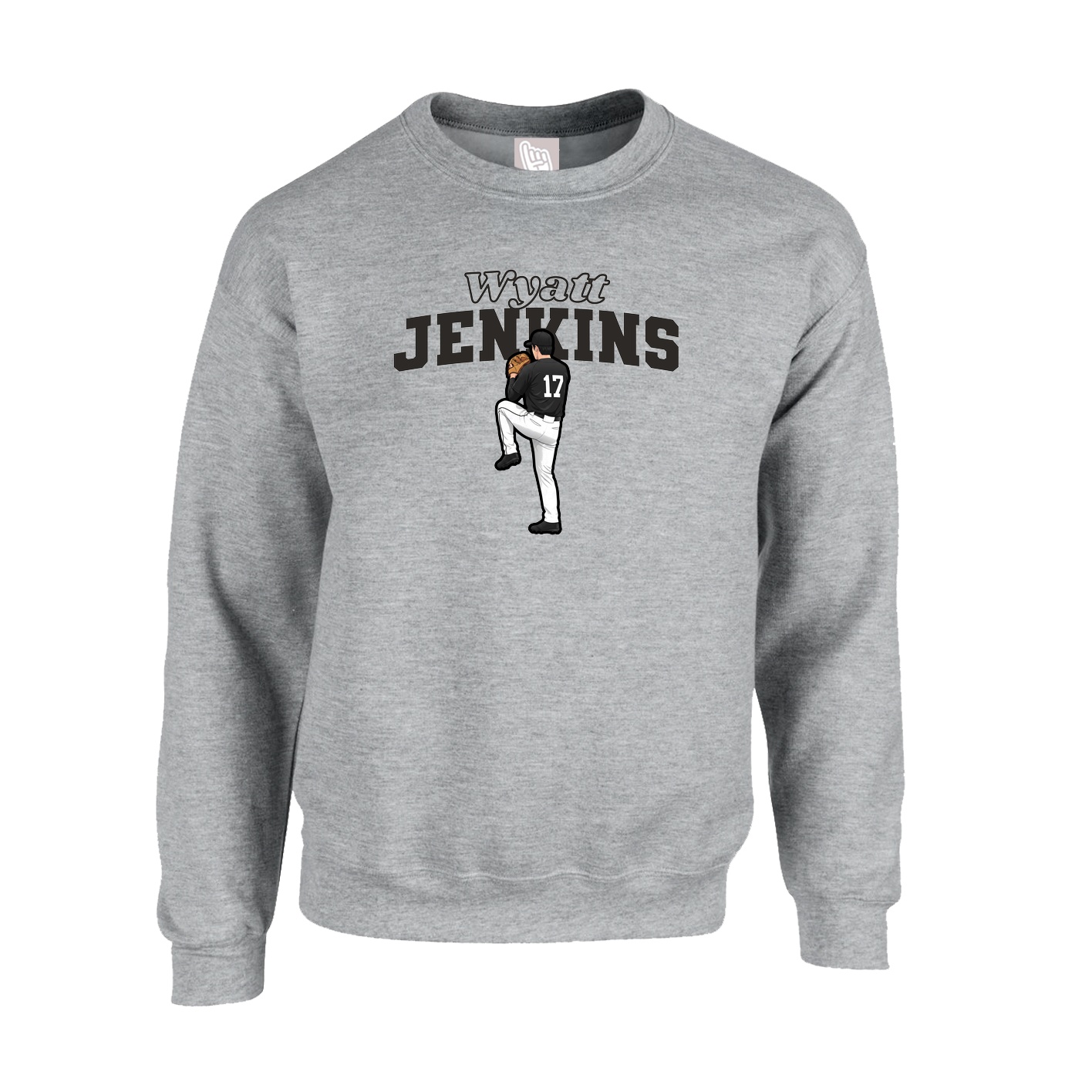 Fleece Crew — Name Arch in Grey