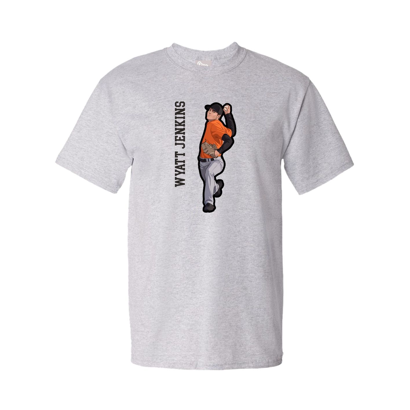 Youth Tee — Name Vertical in Grey