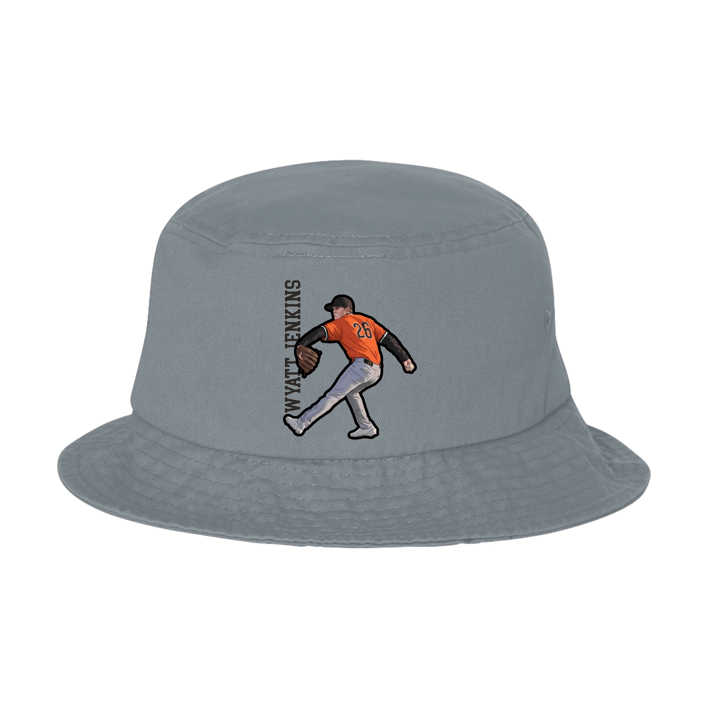 Bucket Cap — Name Vertical in Grey