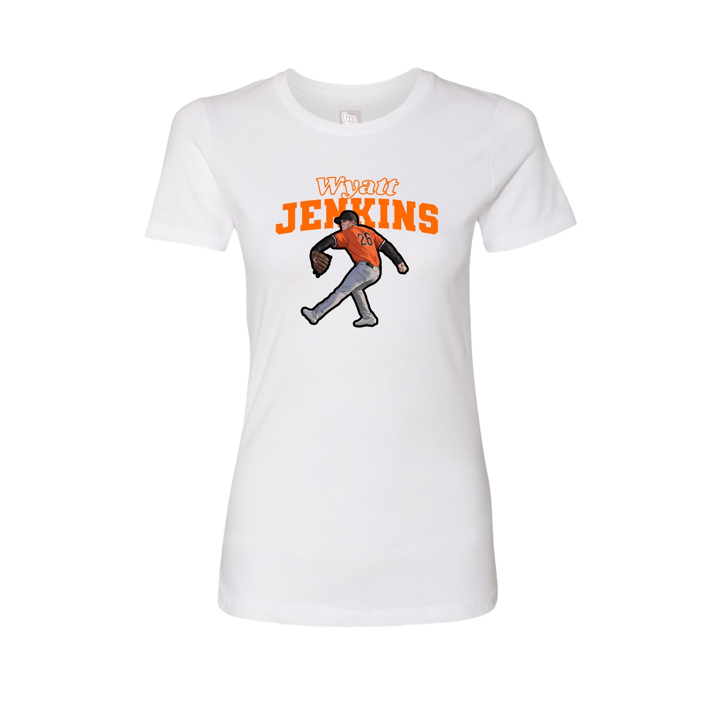Fitted Women's Tee — Name Arch in White