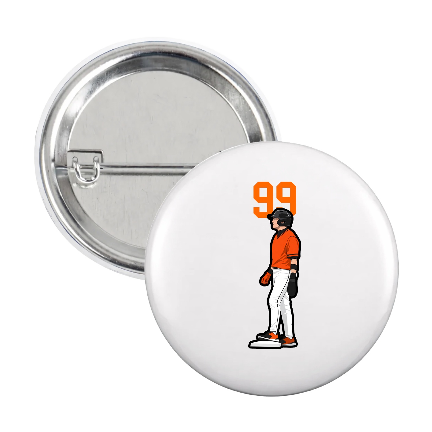 Game Day Button — Number Top in White