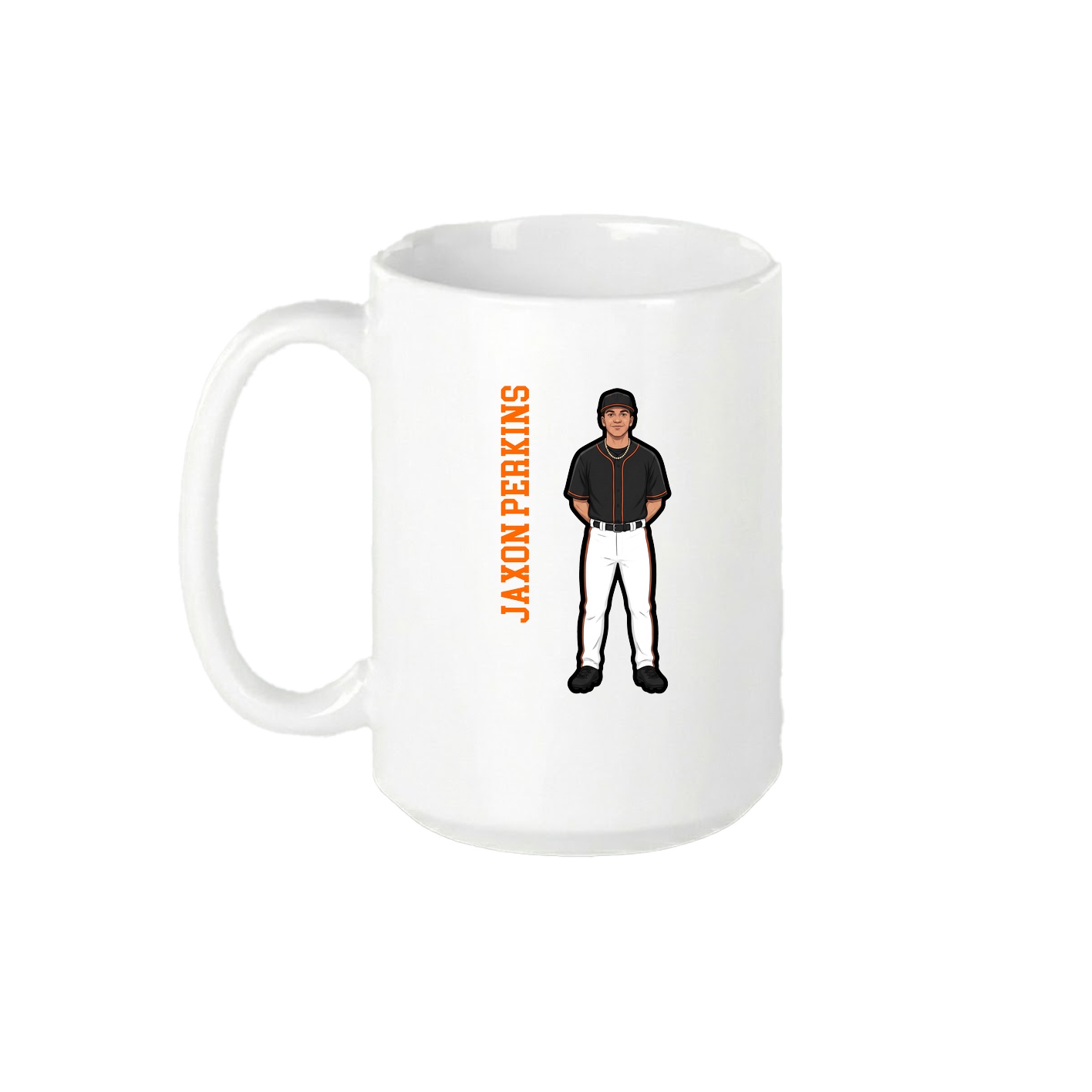 15oz Coffee Mug — Name Vertical in White