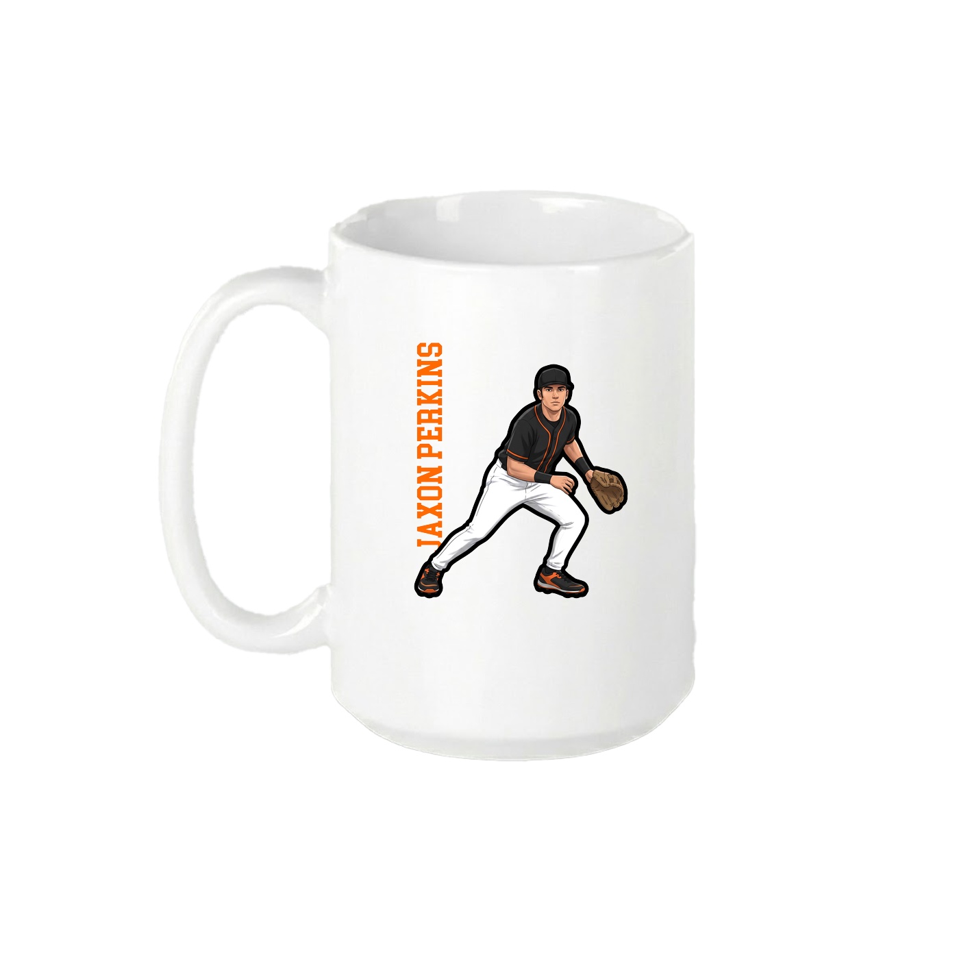 15oz Coffee Mug — Name Vertical in White