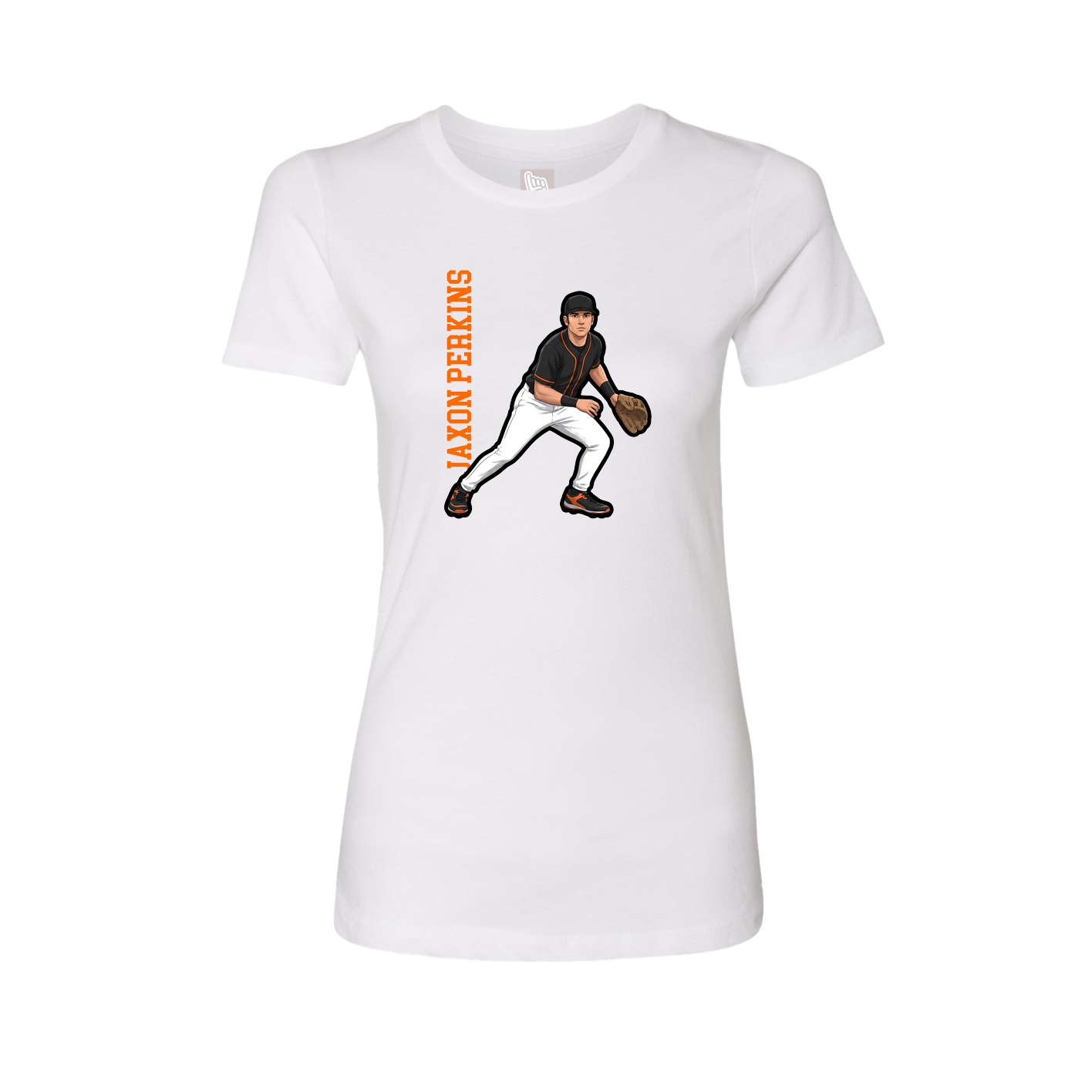 Fitted Women's Tee — Name Vertical in White