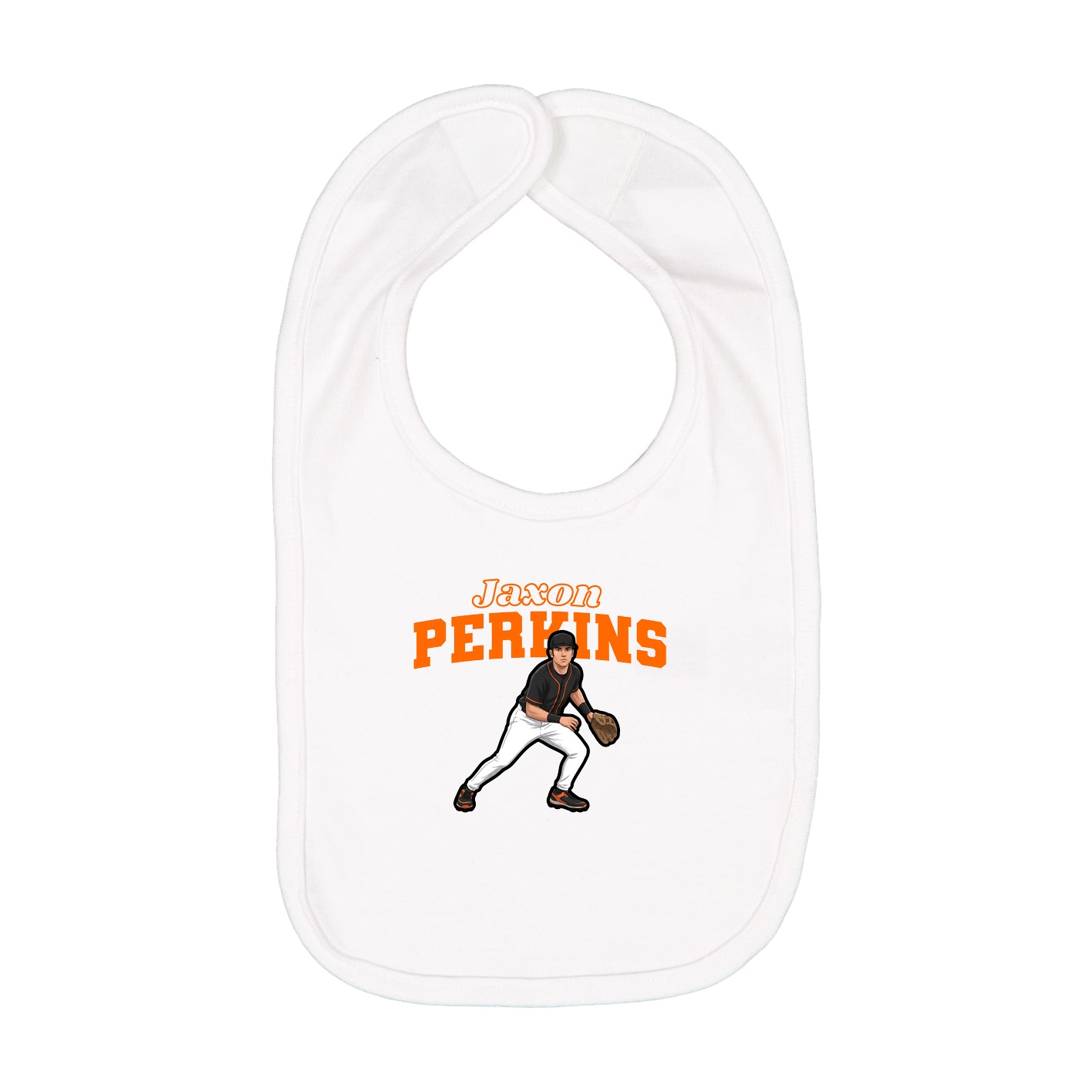 Infant Bib — Name Arch in White
