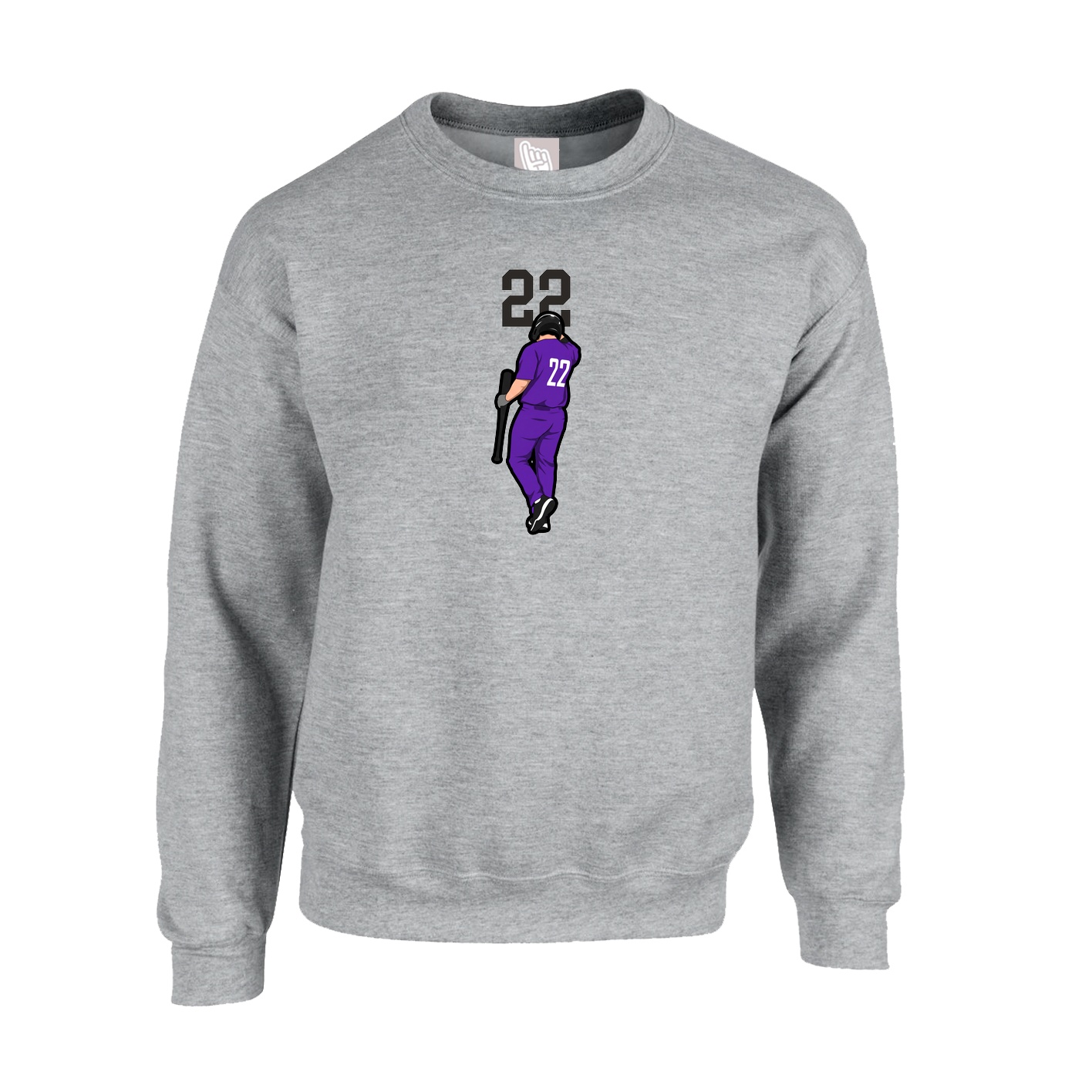 Fleece Crew — Number Top in Grey
