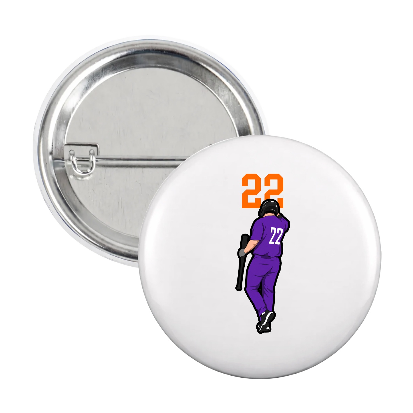 Game Day Button — Number Top in White