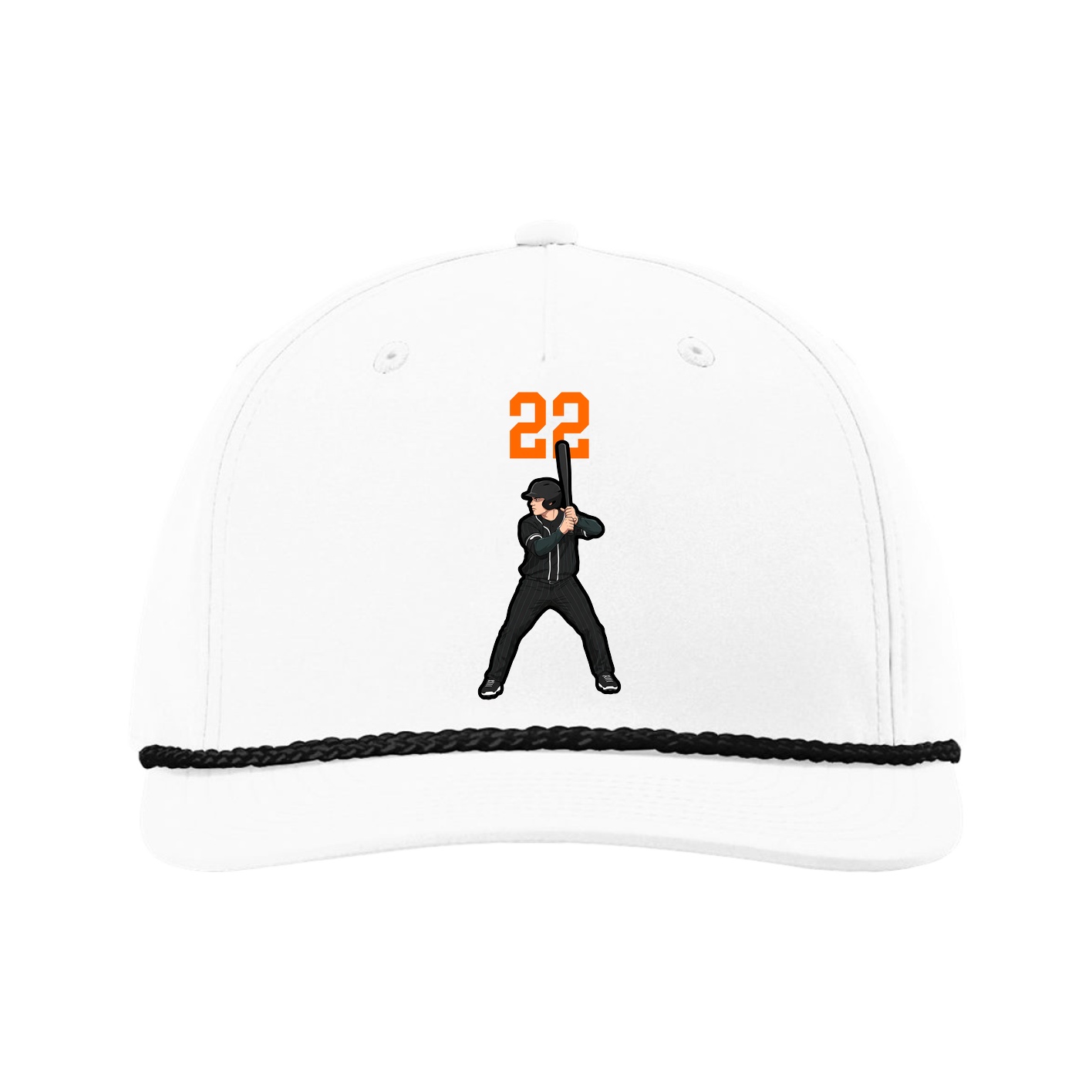Five-Panel Classic Rope Cap — Number Top in White