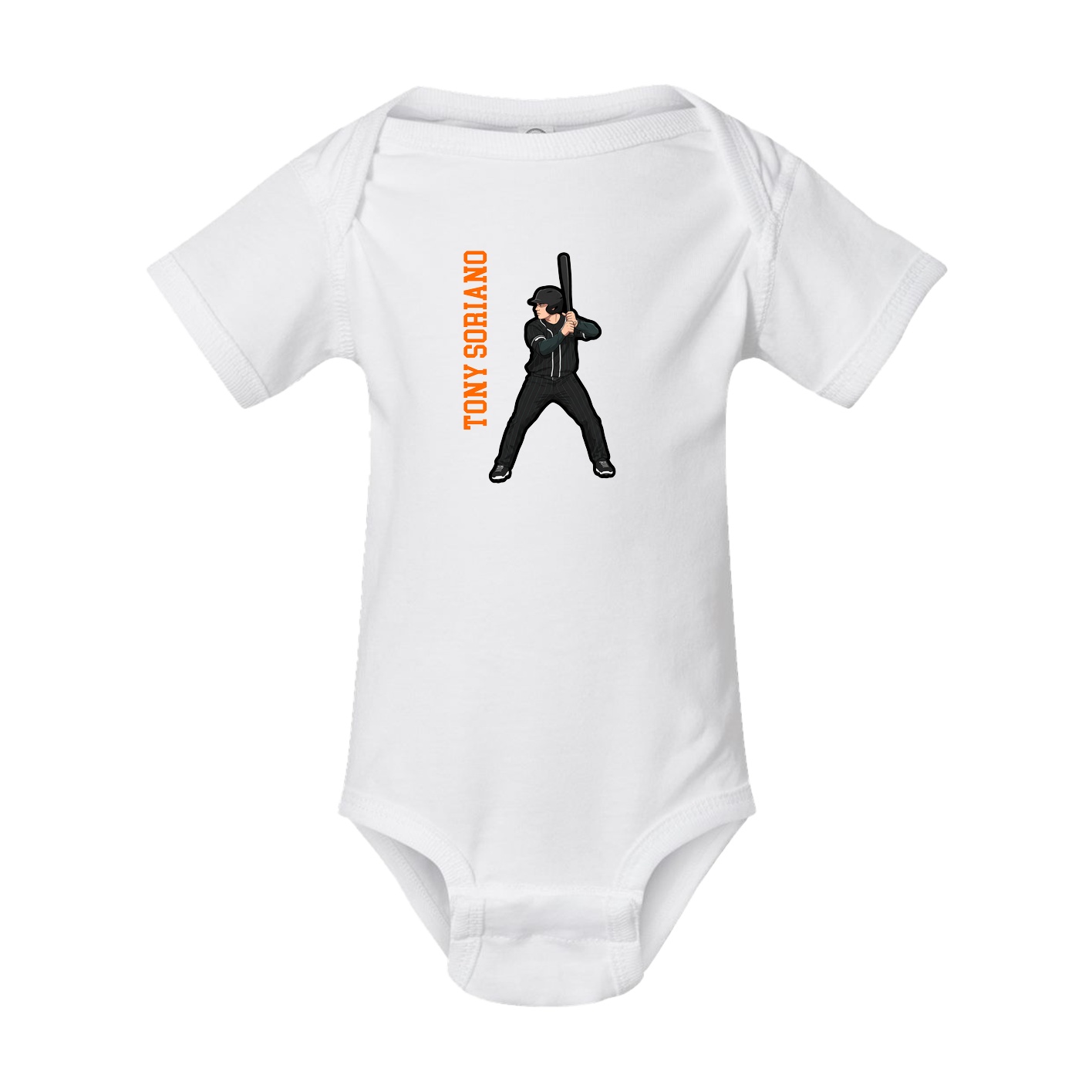 Baby Onesie — Name Vertical in White