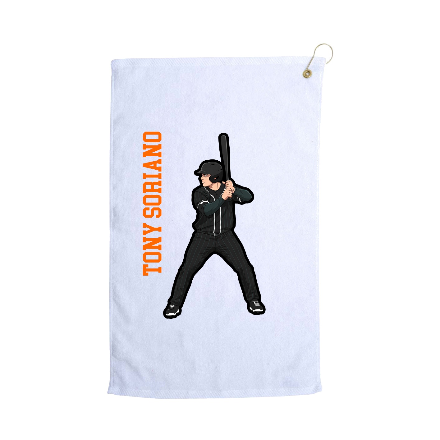 Golf Towel — Name Vertical in White