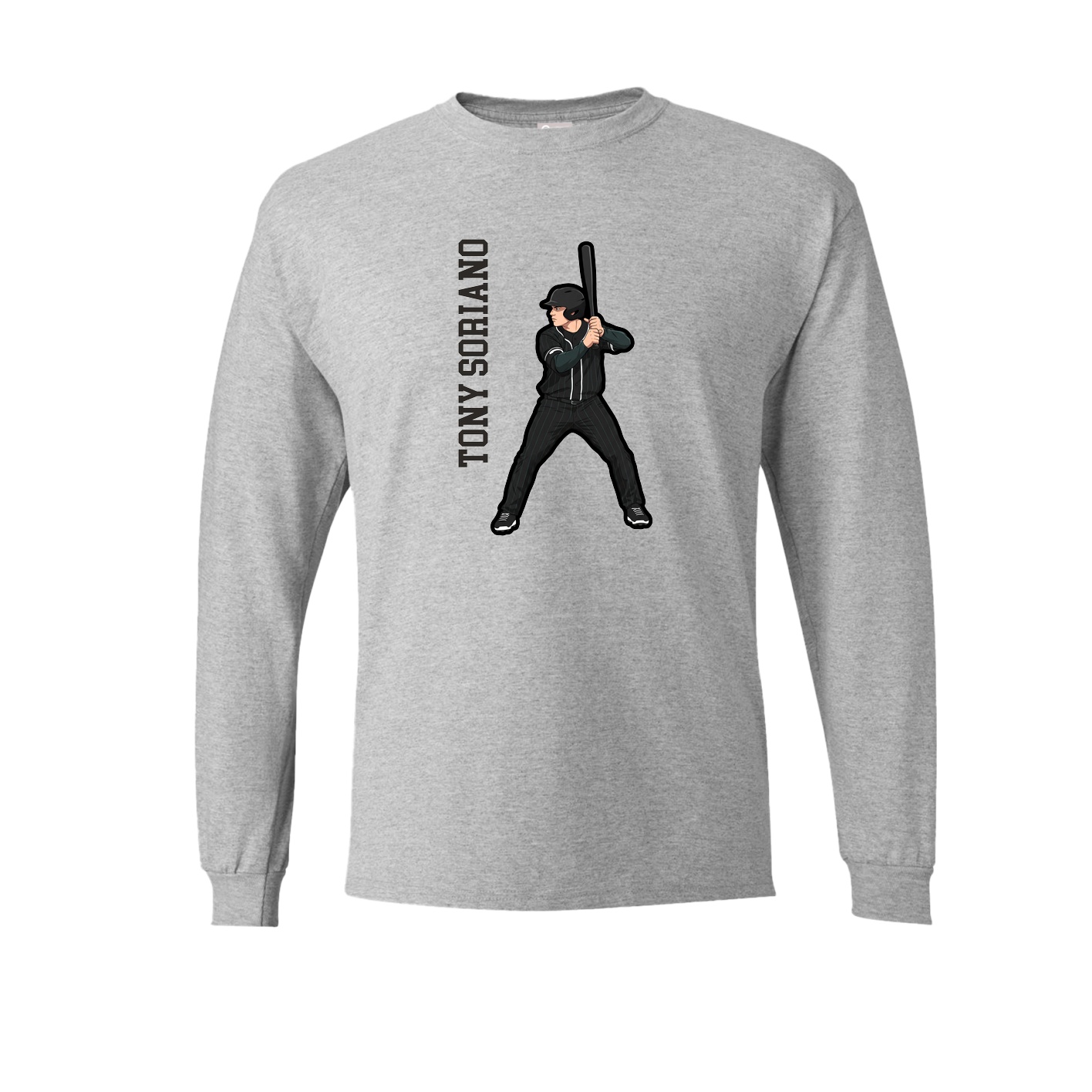 Long Sleeve Tee — Name Vertical in Grey