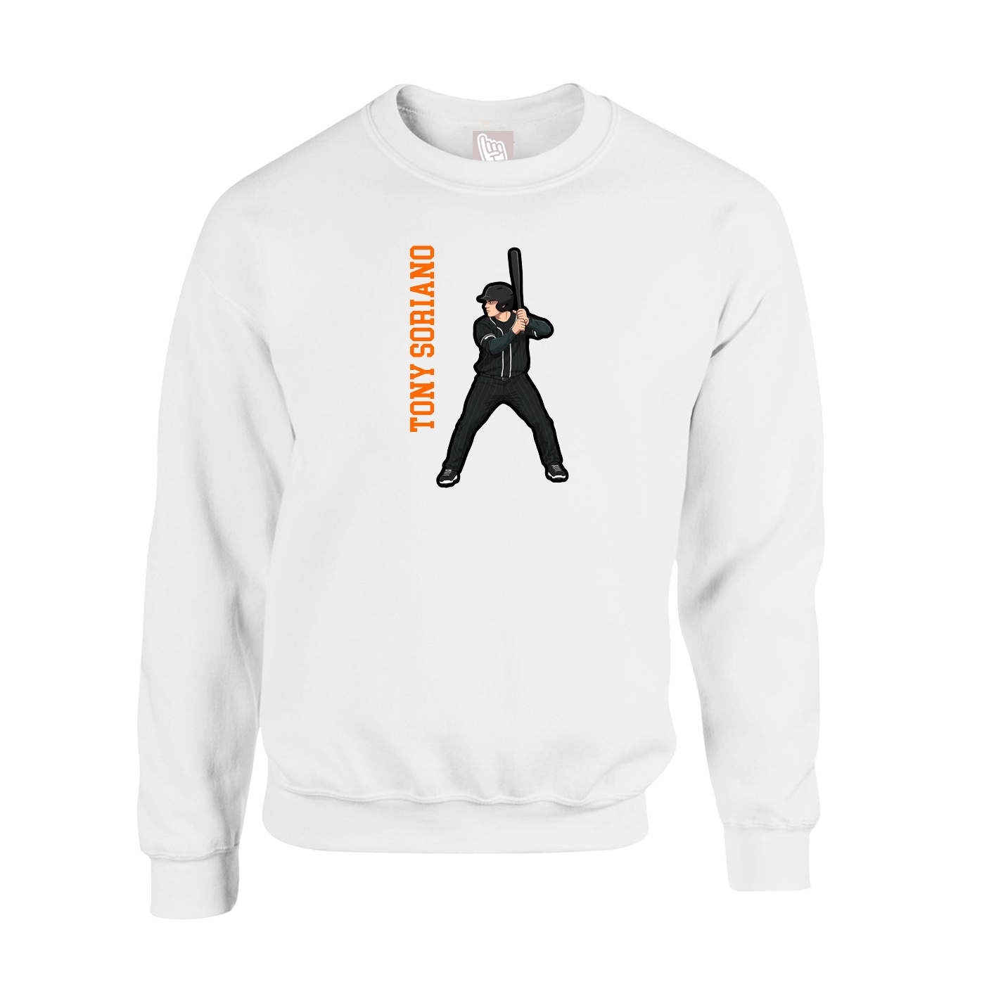 Fleece Crew — Name Vertical in White