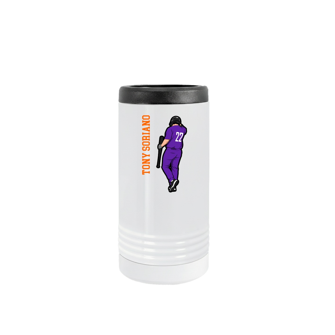 Slim Beverage Holder — Name Vertical in White