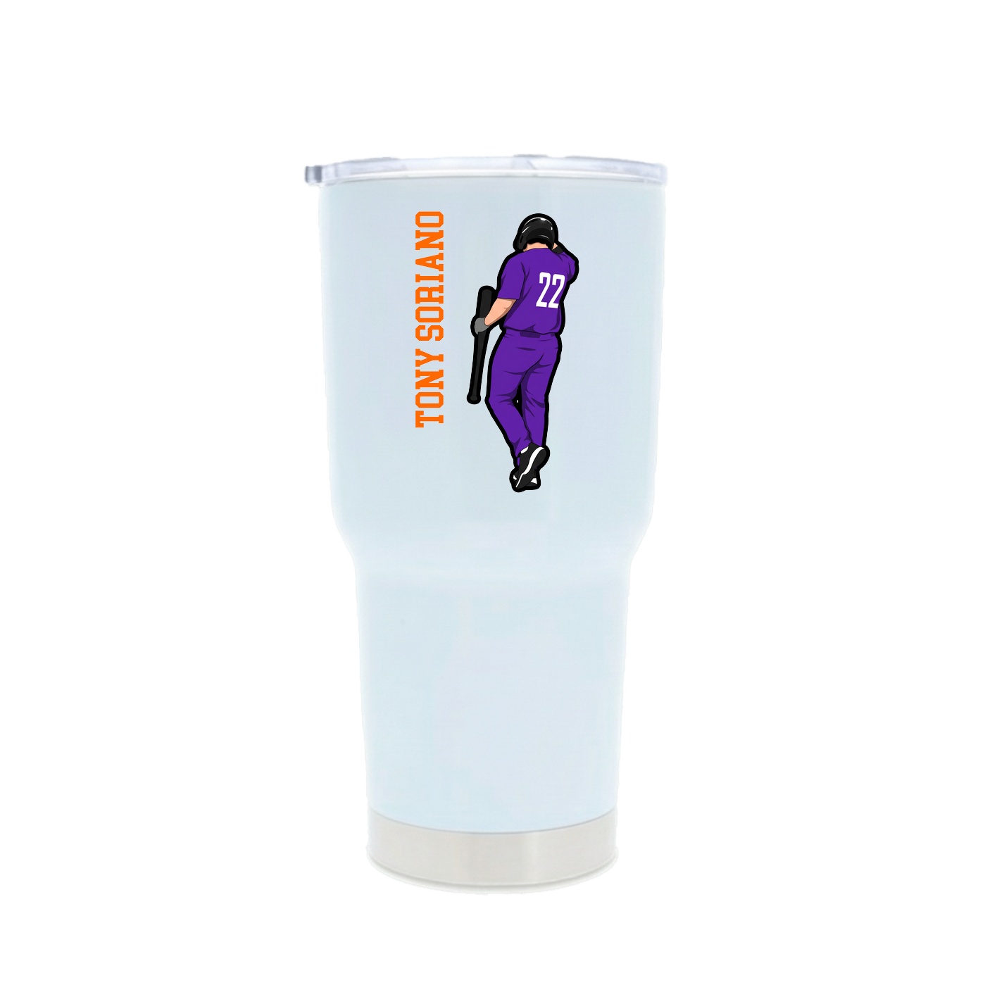30oz Stainless Steel Tumbler — Name Vertical in White