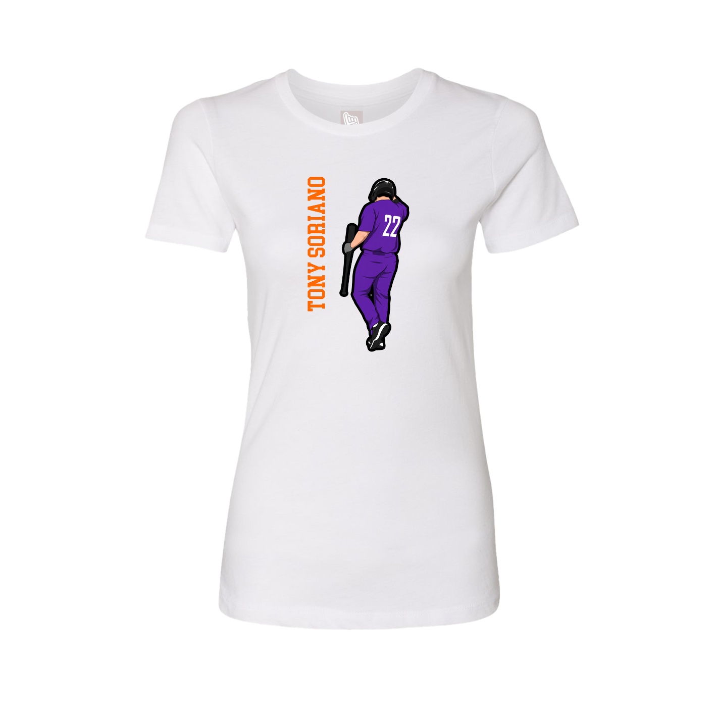Fitted Women's Tee — Name Vertical in White