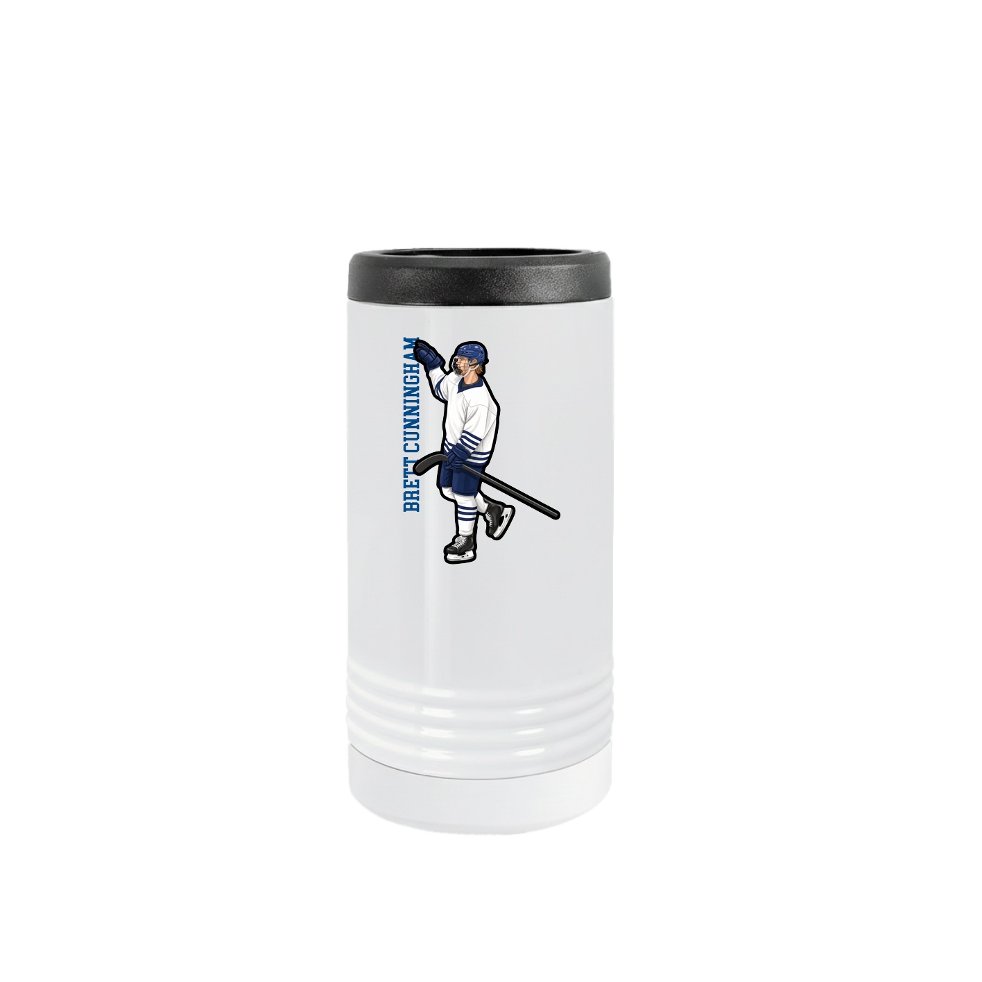 Slim Beverage Holder — Name Vertical in White