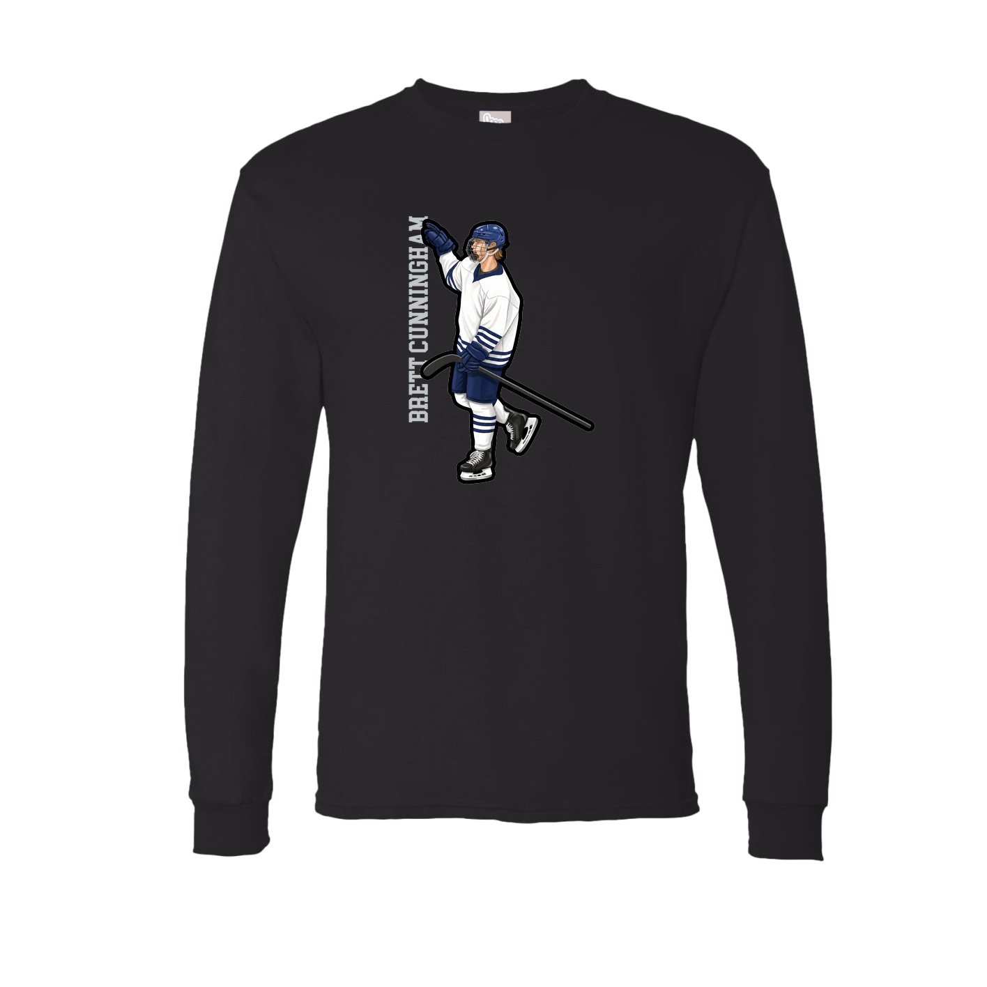 Long Sleeve Tee — Name Vertical in Black