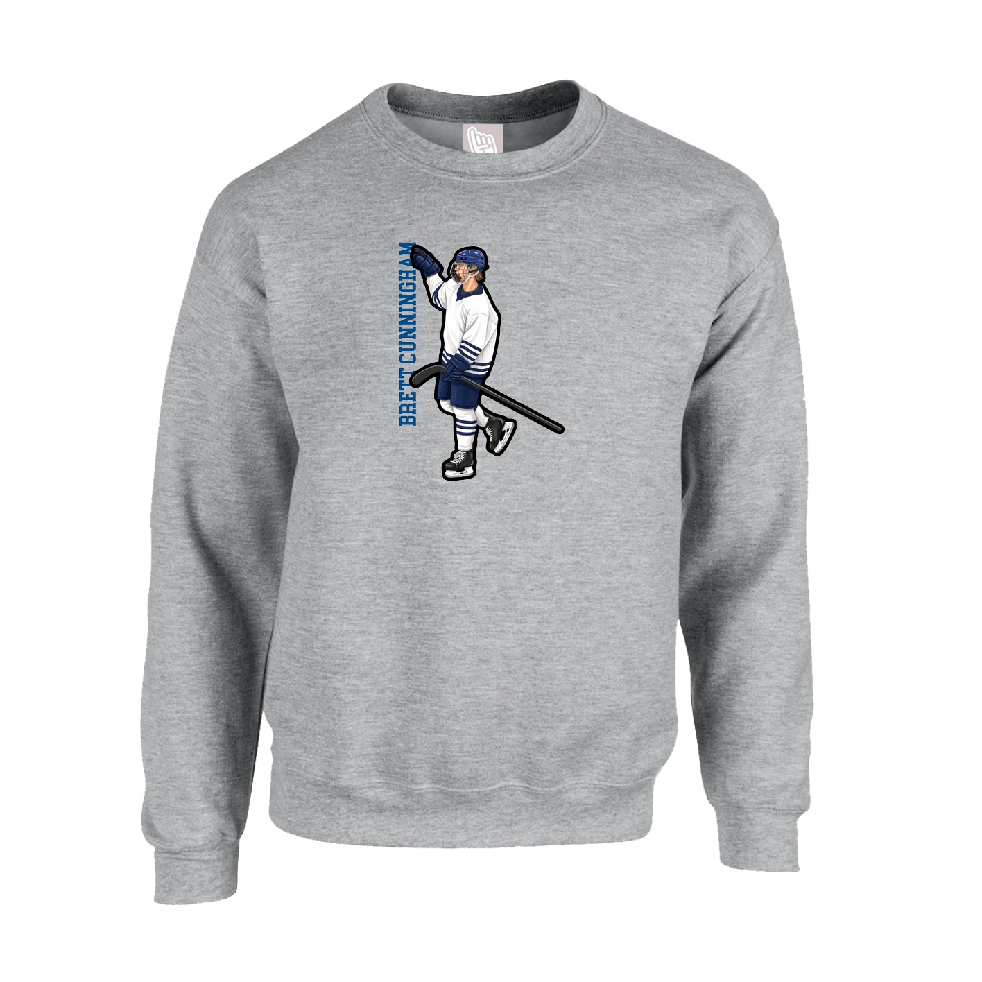 Fleece Crew — Name Vertical in Grey