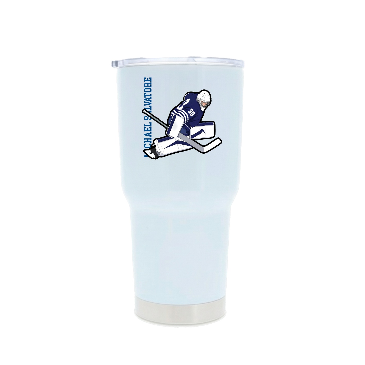 30oz Stainless Steel Tumbler — Name Vertical in White
