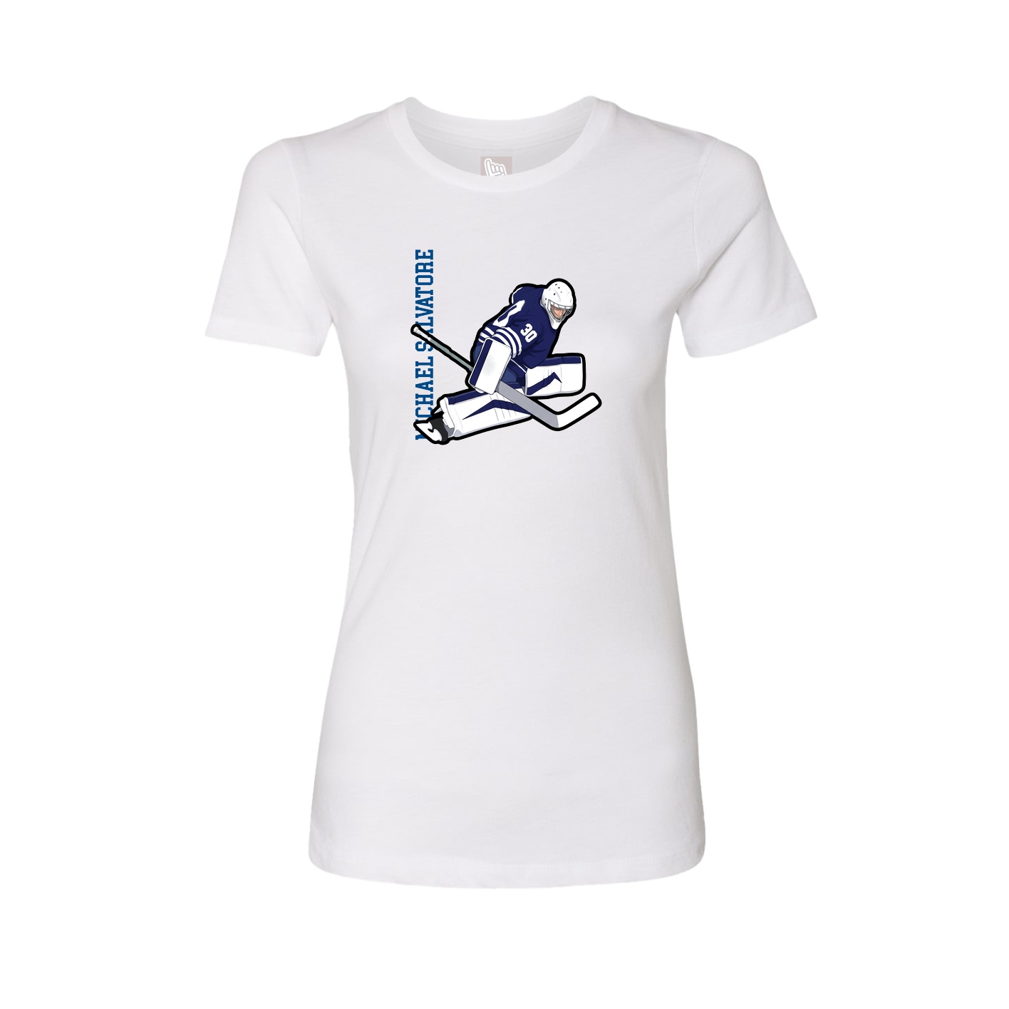 Fitted Women's Tee — Name Vertical in White