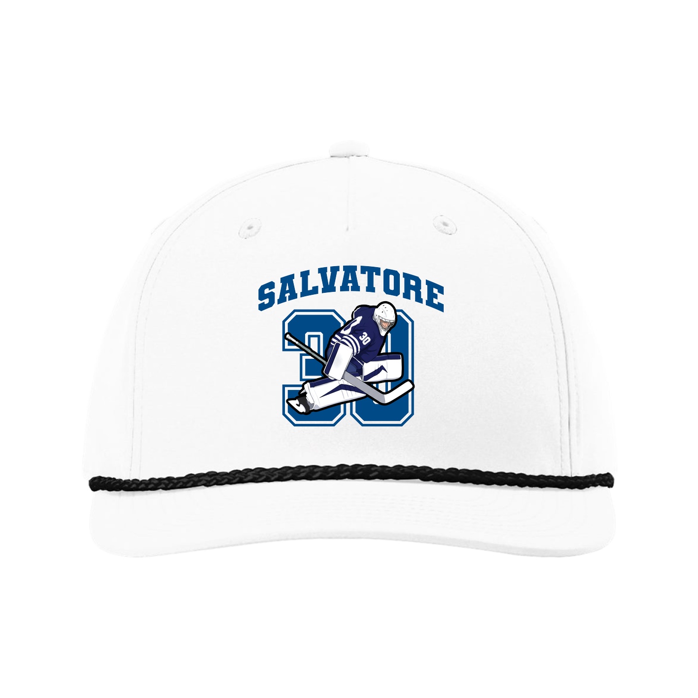 Five-Panel Classic Rope Cap — Number in White