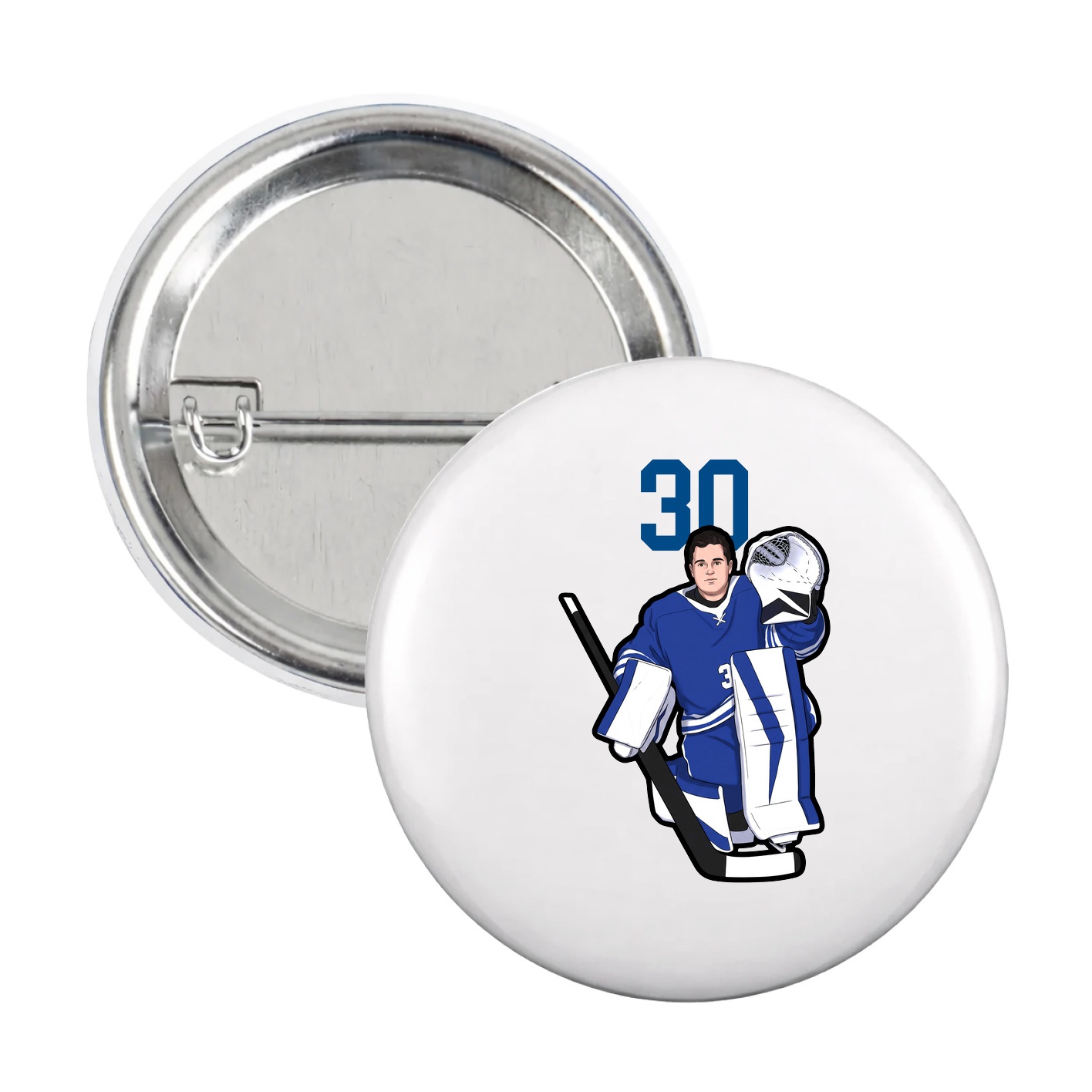 Game Day Button — Number Top in White