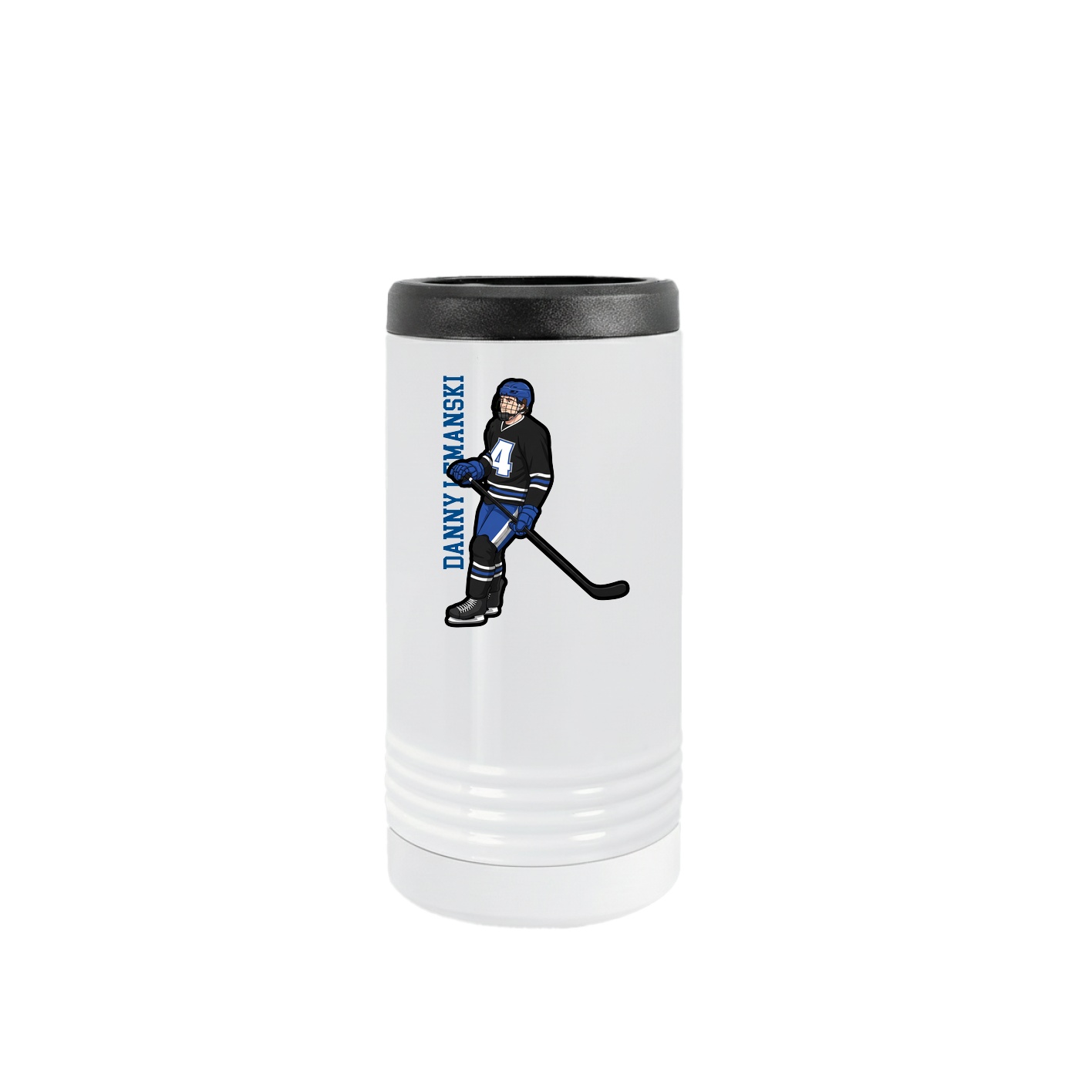 Slim Beverage Holder — Name Vertical in White